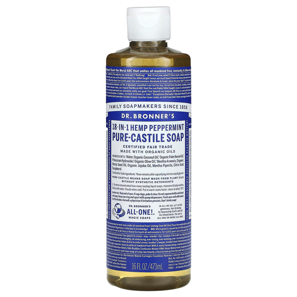 Dr. Bronner’s, Organic Castile Liquid Soap Peppermint, 16 Oz - 018787765166 | Hilife Vitamins