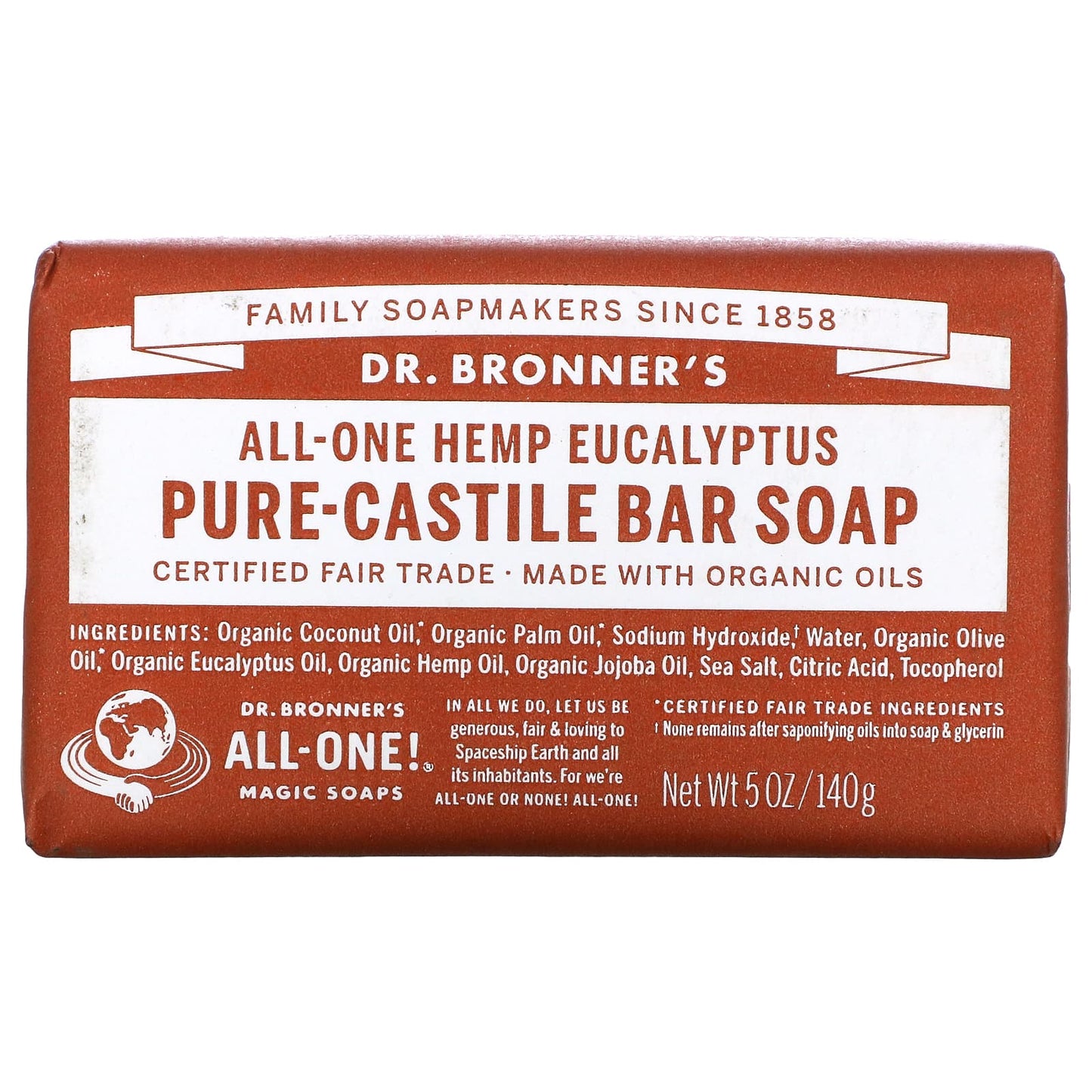 Dr. Bronner’s, Organic Castile Bar Soap Eucalyptus, 5 Oz UPC 018787783054 | Hilife Vitamins