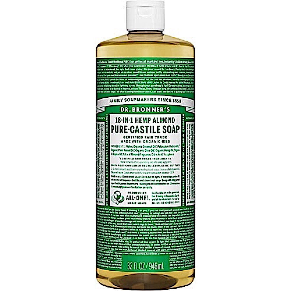 Dr Bronner’s, Organic Castile Liquid Soap Almond, 32 Oz UPC 018787771327 | Hilife Vitamins