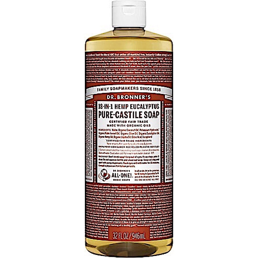 Dr Bronner’s, Organic Castile Liquid Soap Eucalyptus, 32 Oz UPC 018787773321 | Hilife Vitamins