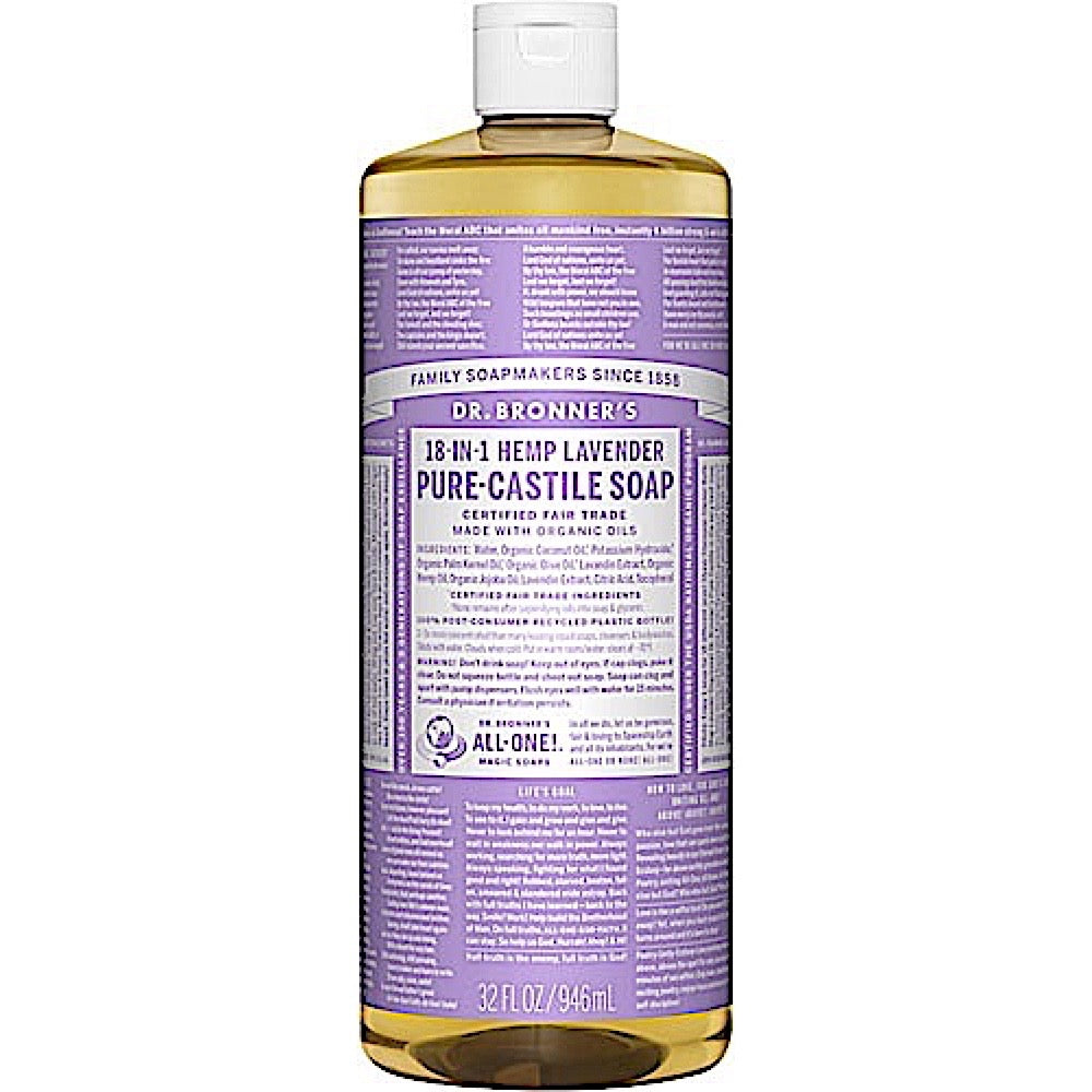 Dr Bronner’s, Organic Castile Liquid Soap Lavender, 32 Oz UPC 018787774328 | Hilife Vitamins