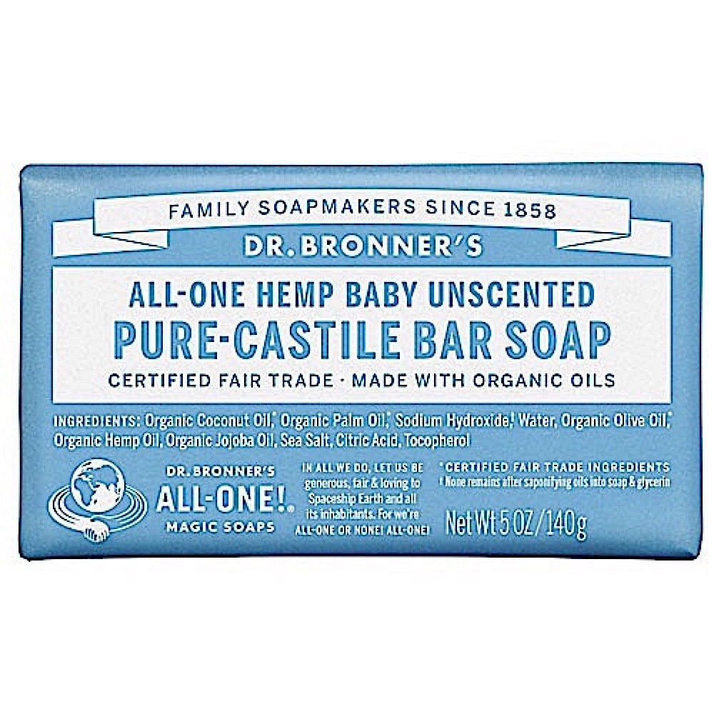Dr Bronner’s, Organic Castile Bar Soap Baby Mild, 5 Oz UPC 018787782057 | Hilife Vitamins