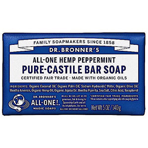 Dr Bronner’s, Organic Castile Bar Soap Peppermint, 5 Oz - 018787785058 | Hilife Vitamins