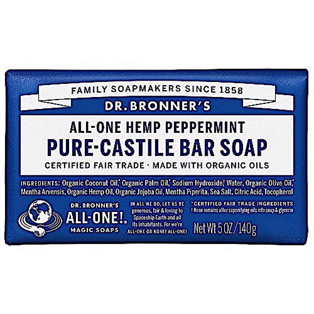 Dr Bronner’s, Organic Castile Bar Soap Peppermint, 5 Oz UPC 018787785058 | Hilife Vitamins