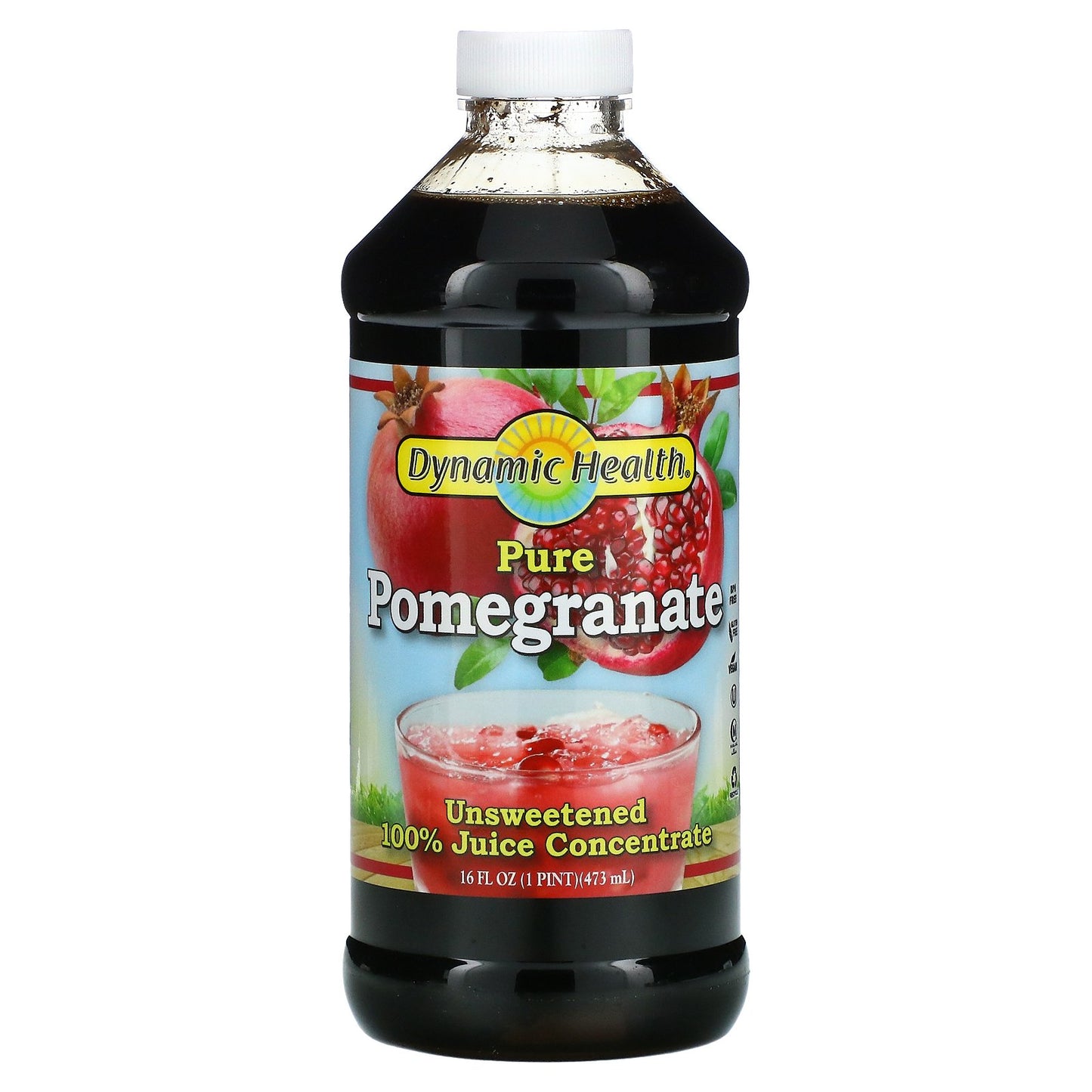 Dynamic Health, Pure Pomegranate, Unsweetened, 16 Oz UPC 790223100235 | HiLife Vitamins