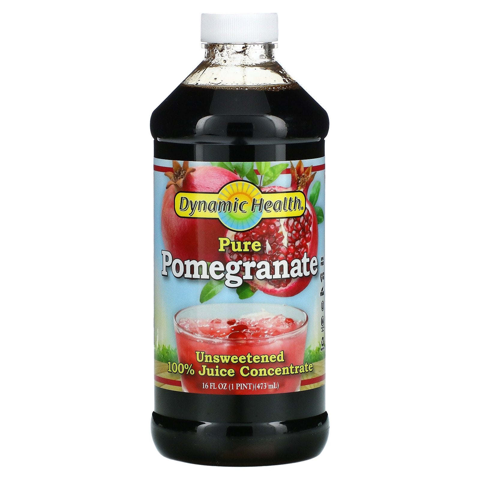 Dynamic Health, Pure Pomegranate, Unsweetened, 16 Oz UPC 790223100235 | HiLife Vitamins