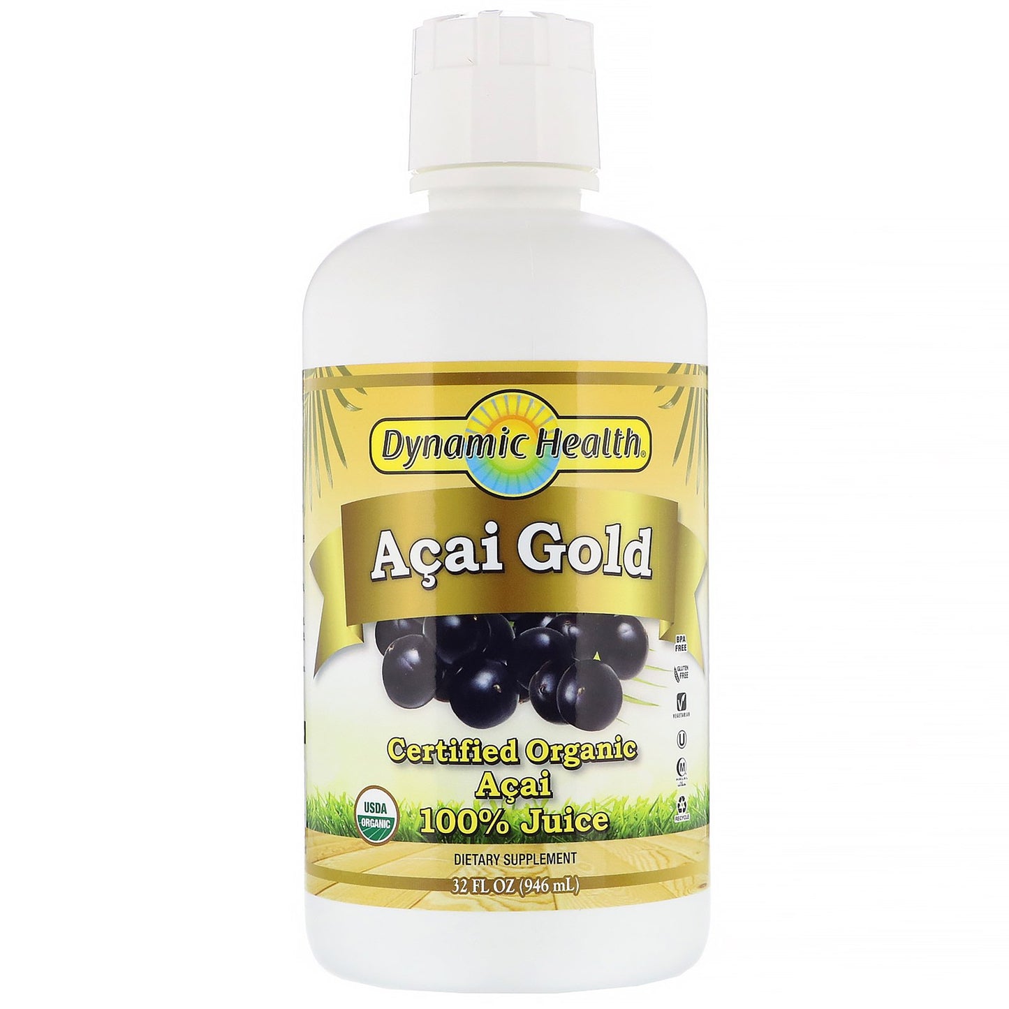 Dynamic Health, Acai Gold 100% Organic, 32 Oz UPC 790223100587 | HiLife Vitamins