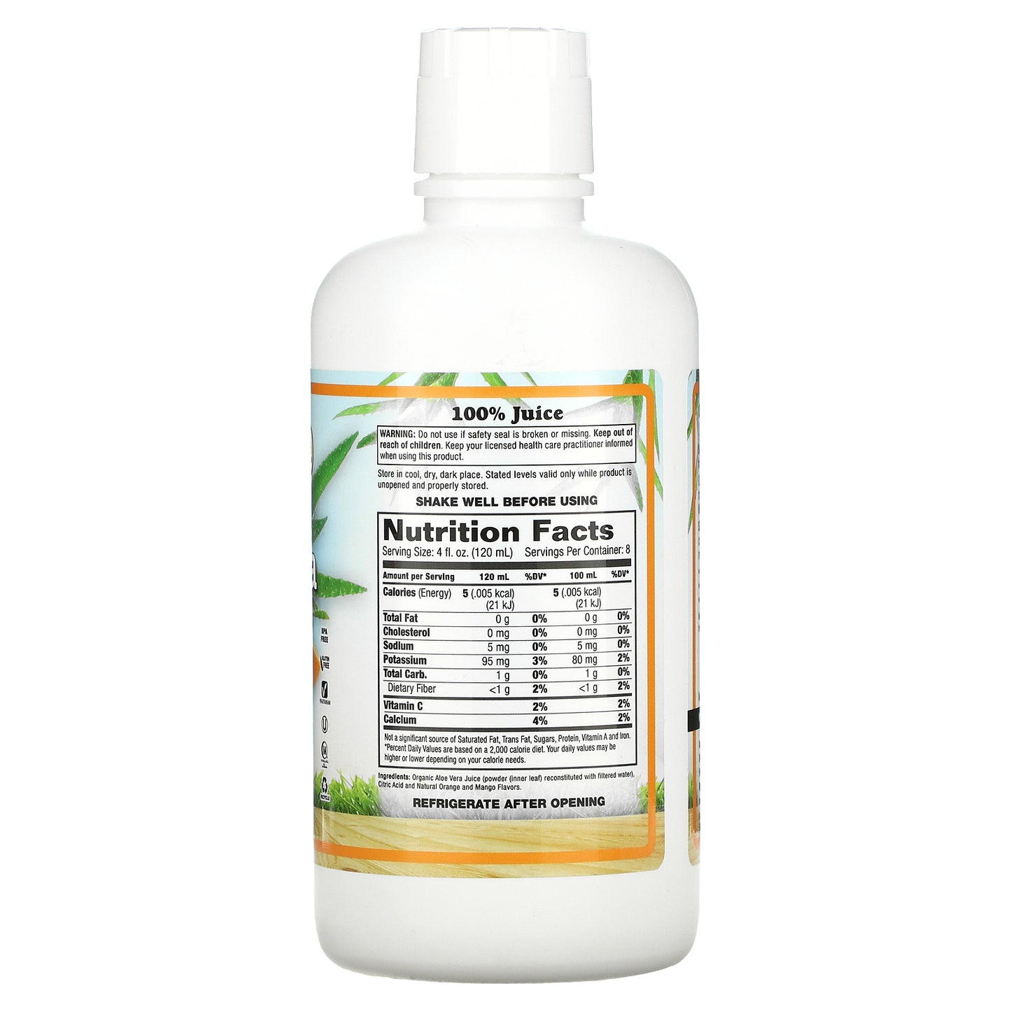Dynamic Health, Organic Aloe Vera, Orange Mango, 32 Oz Liquid UPC 790223100778 | HiLife Vitamins
