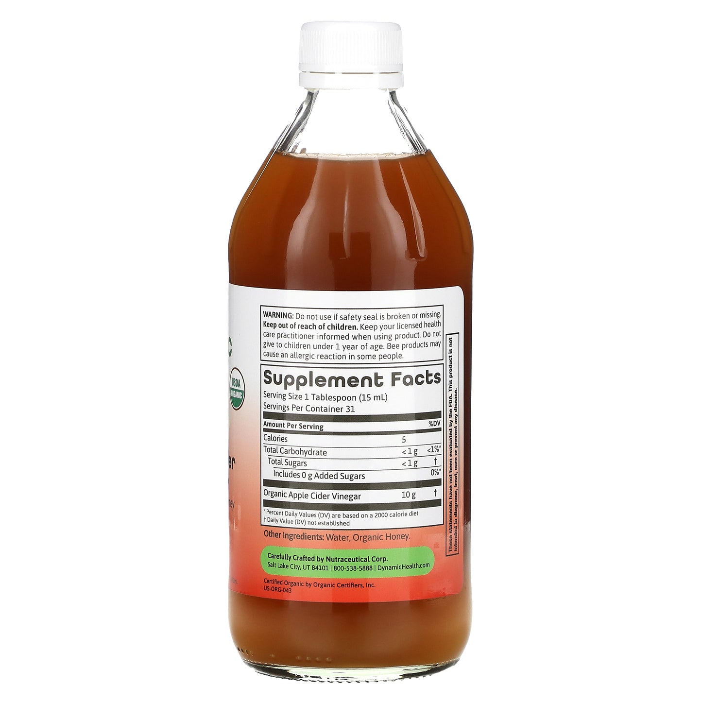 Dynamic Health, Apple Cider Vinegar with Mother & Honey, 16 Oz Liquid UPC 790223102284 | HiLife Vitamins