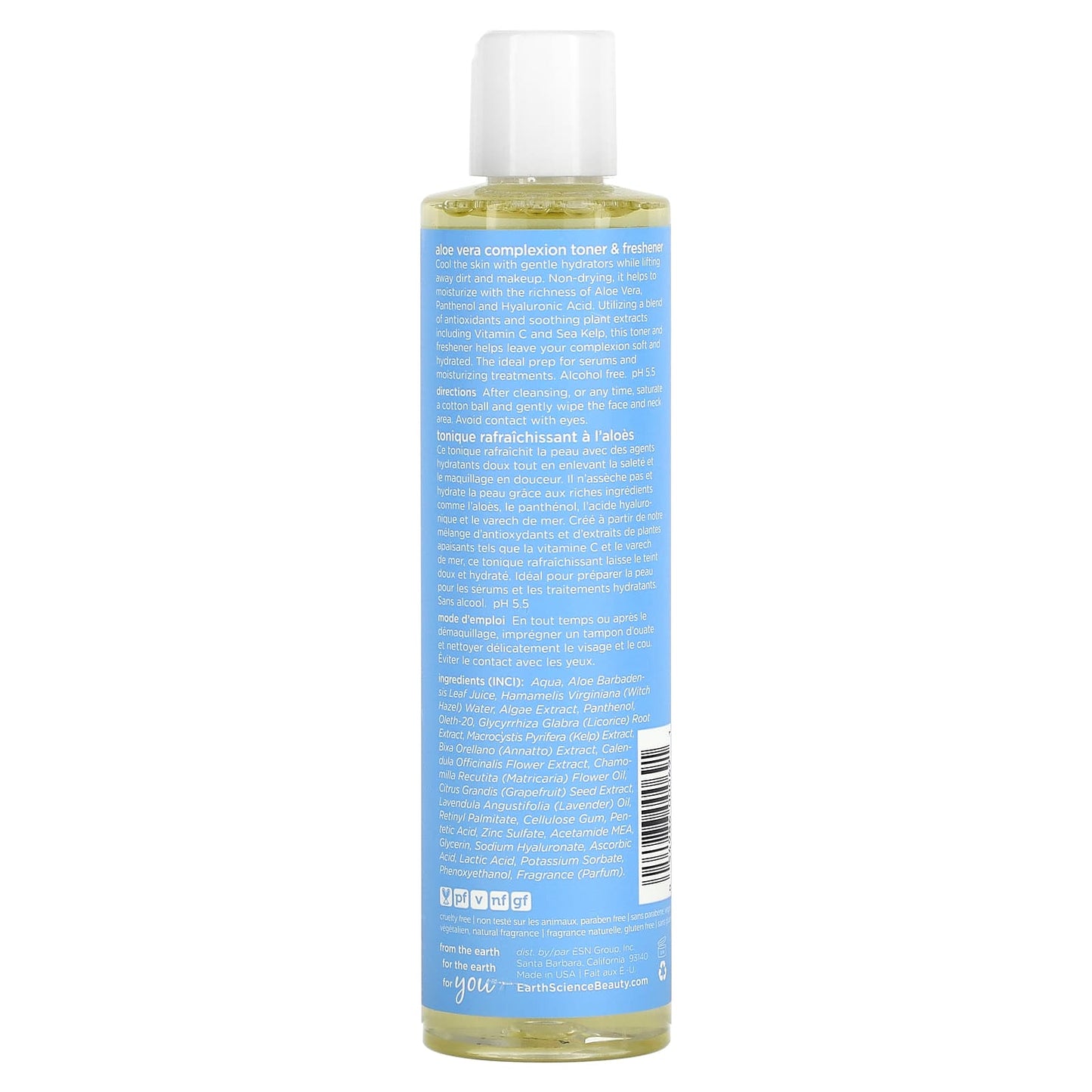 Earth Essentials, Aloe Vera Complexion Toner-Freshener, 9 Oz UPC 054986000691 | Hilife Vitamins