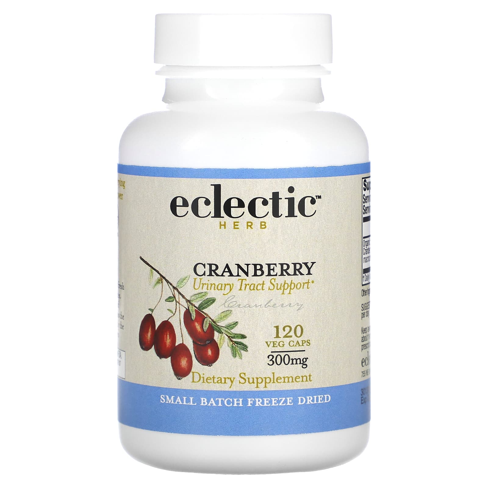 Eclectic Herb, Freeze Dried, Cranberry, 300 mg, 120 Veg Caps UPC 023363301386 | HiLife Vitamins