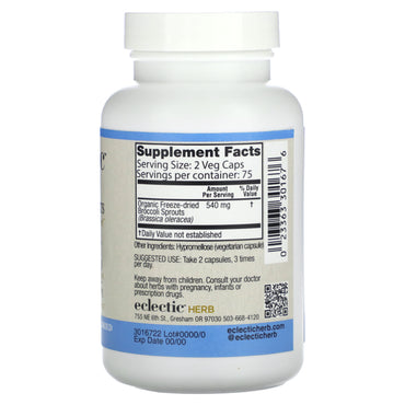 Eclectic Herb, Freeze Dried, Broccoli Sprouts, 270 mg, 150 Veg Caps UPC 023363301676 | HiLife Vitamins