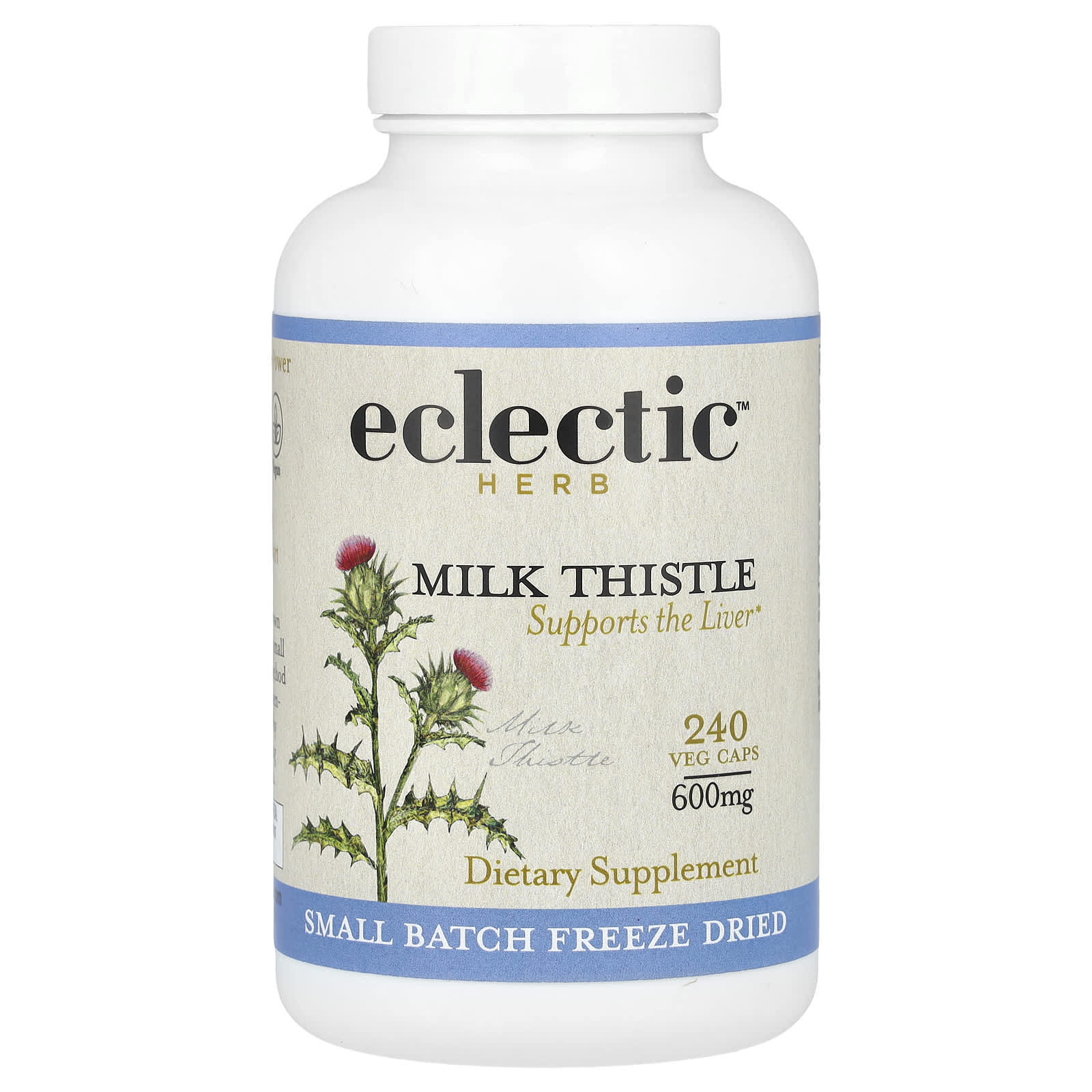 Eclectic Herb, Milk Thistle, 2,400 mg, 240 Veg Caps (600 mg Per Cap) UPC 023363302499 | HiLife Vitamins