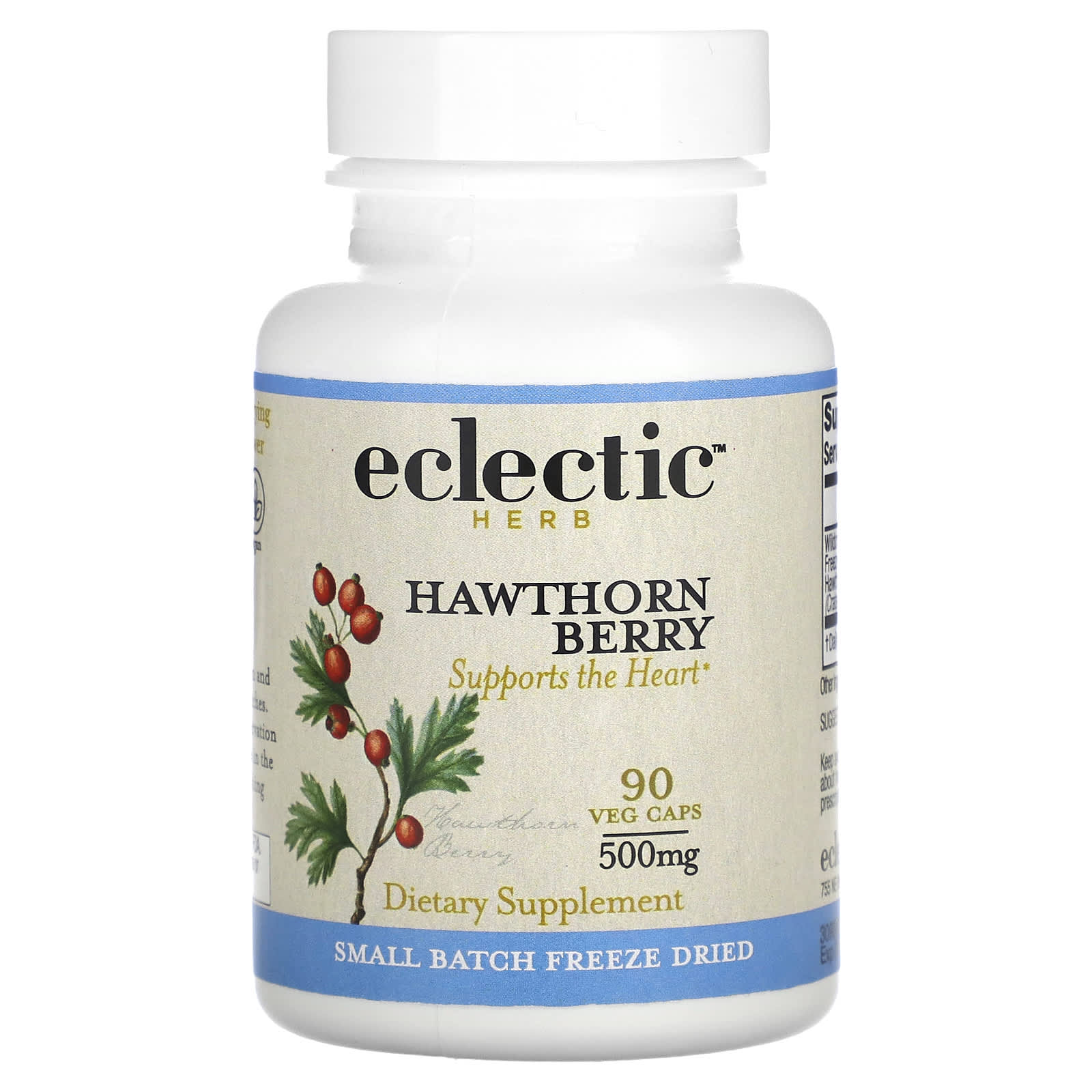 Eclectic Herb, Hawthorn Berry, 500 mg, 90 Veg Caps UPC 023363309092 | HiLife Vitamins