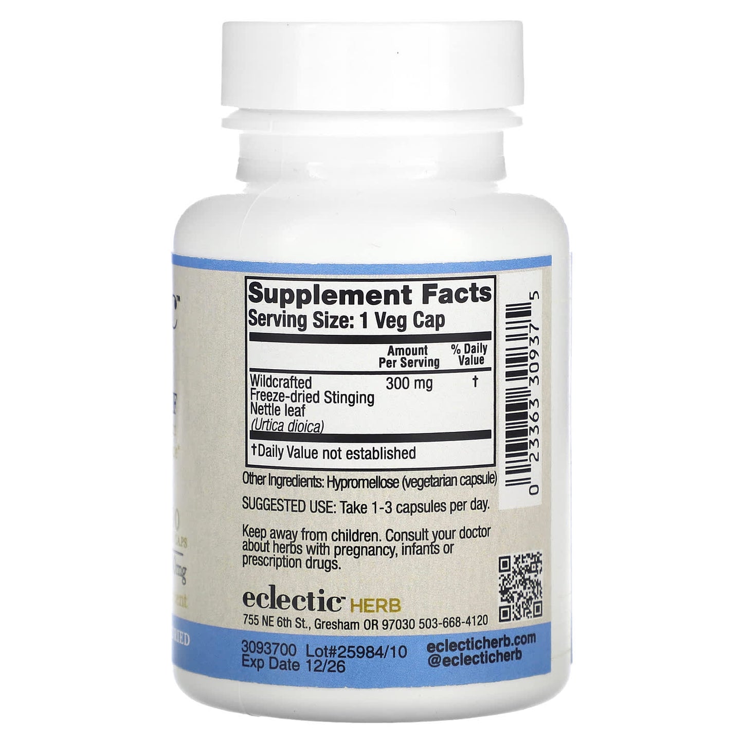Eclectic Herb, Nettles Leaf, 90 Veg Caps UPC 023363309375 | HiLife Vitamins
