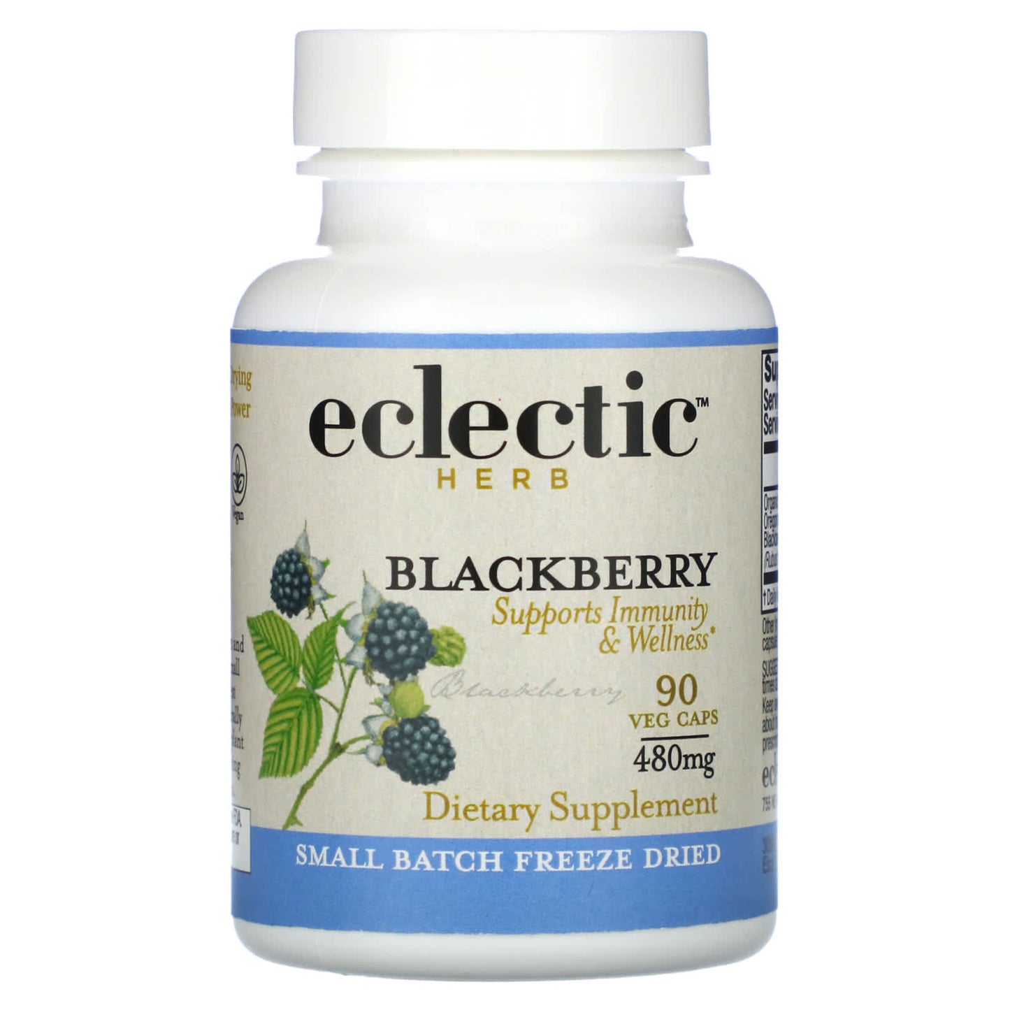 Eclectic Herb, Freeze-Dried, Blackberry, 480 mg, 90 Veg Caps UPC 023363309665 | HiLife Vitamins