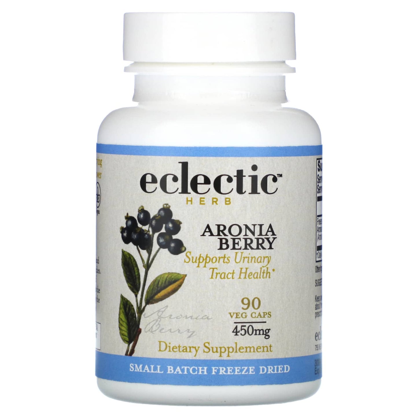 Eclectic Herb, Freeze Dried Aronia Berry, 450 mg, 90 Veg Caps UPC 023363309986 | HiLife Vitamins