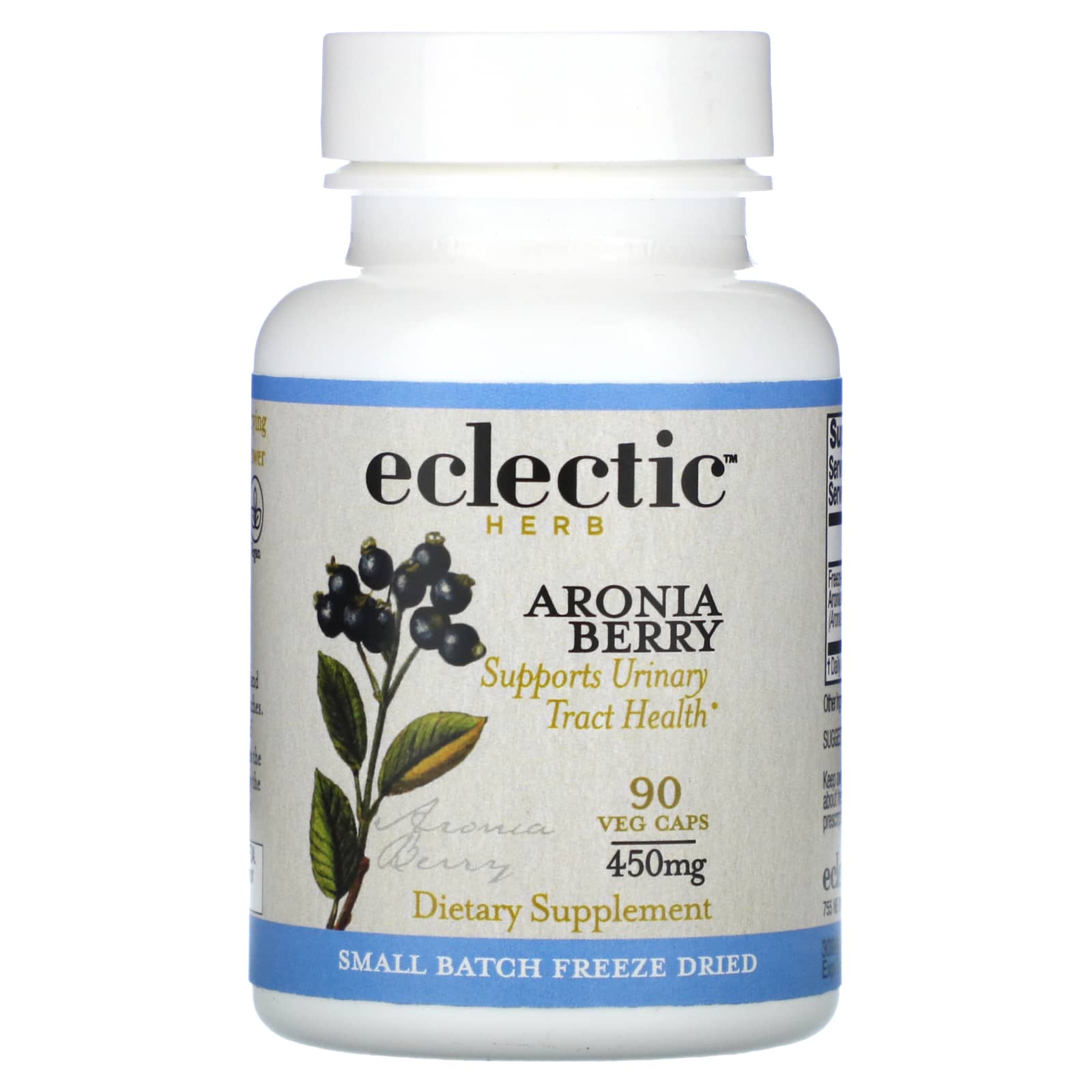 Eclectic Herb, Freeze Dried Aronia Berry, 450 mg, 90 Veg Caps UPC 023363309986 | HiLife Vitamins