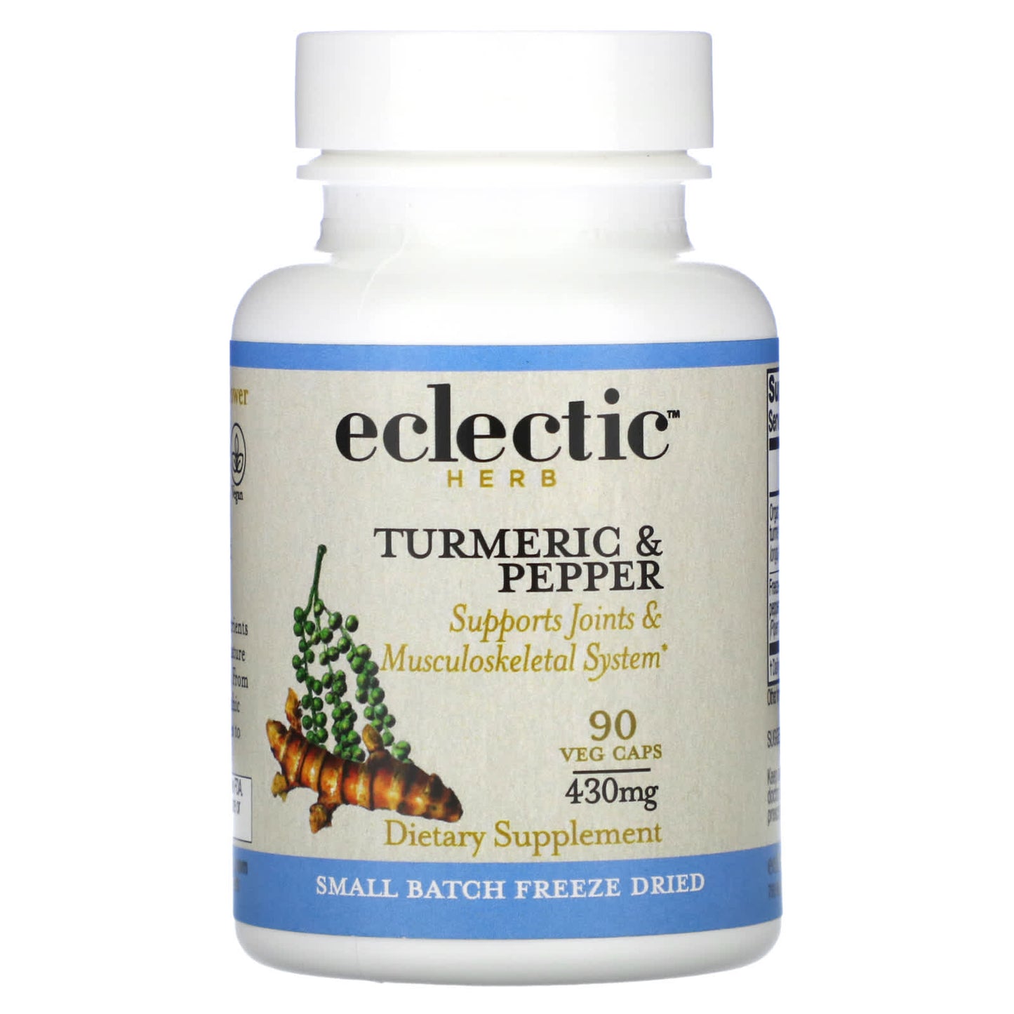 Eclectic Herb, Freeze-Dried, Turmeric & Pepper, 430 mg, 90 VegCaps UPC 023363319114 | HiLife Vitamins