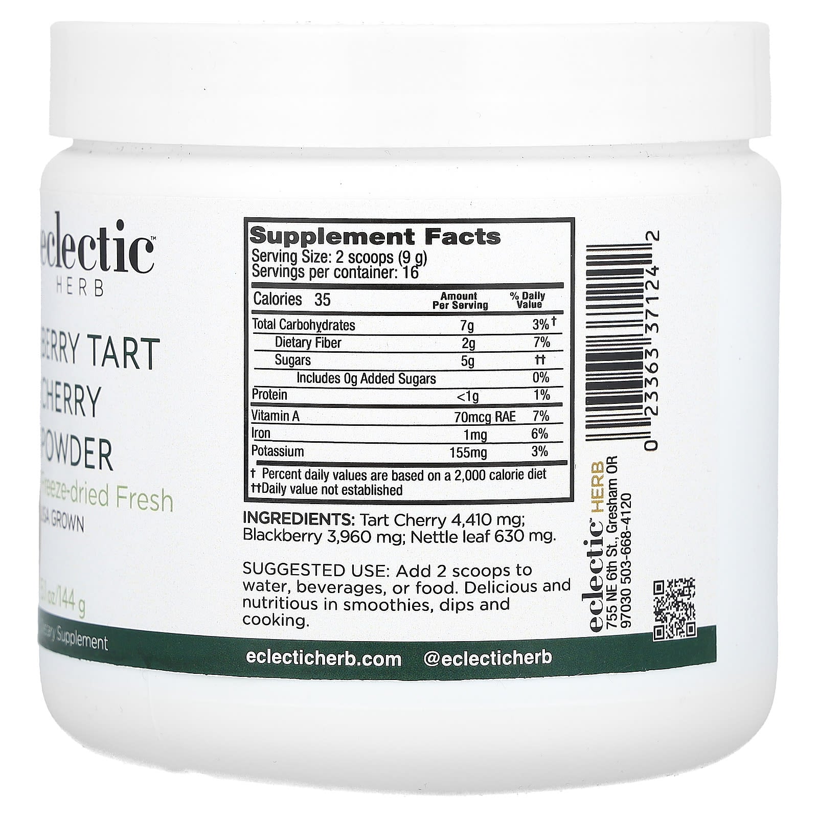Eclectic Herb, Berry Tart Cherry FDP 144 gram, 144 GRAM UPC 023363371242 | HiLife Vitamins