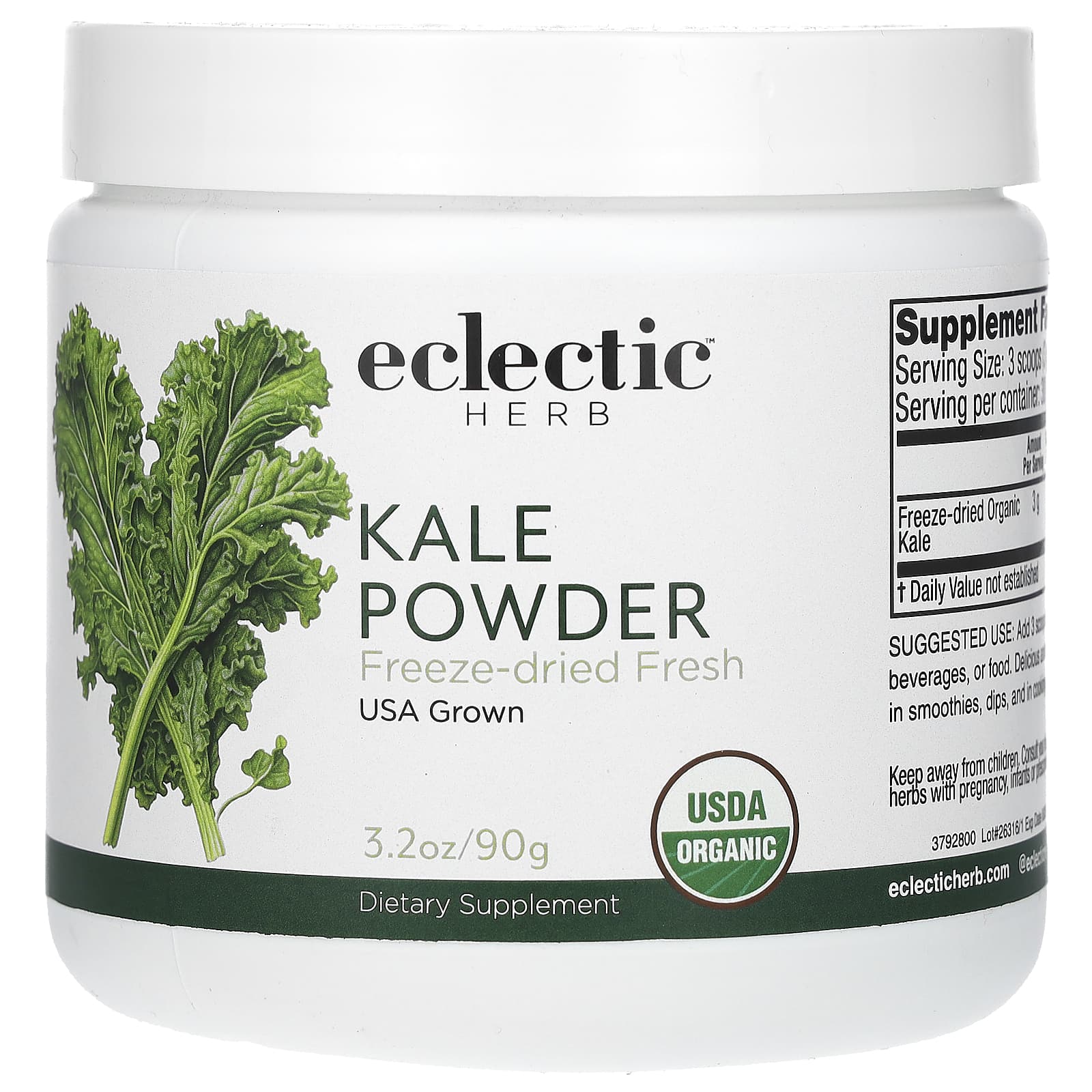 Eclectic Herb, Kale Powder, 3.2 oz (90 g) UPC 023363379286 | HiLife Vitamins