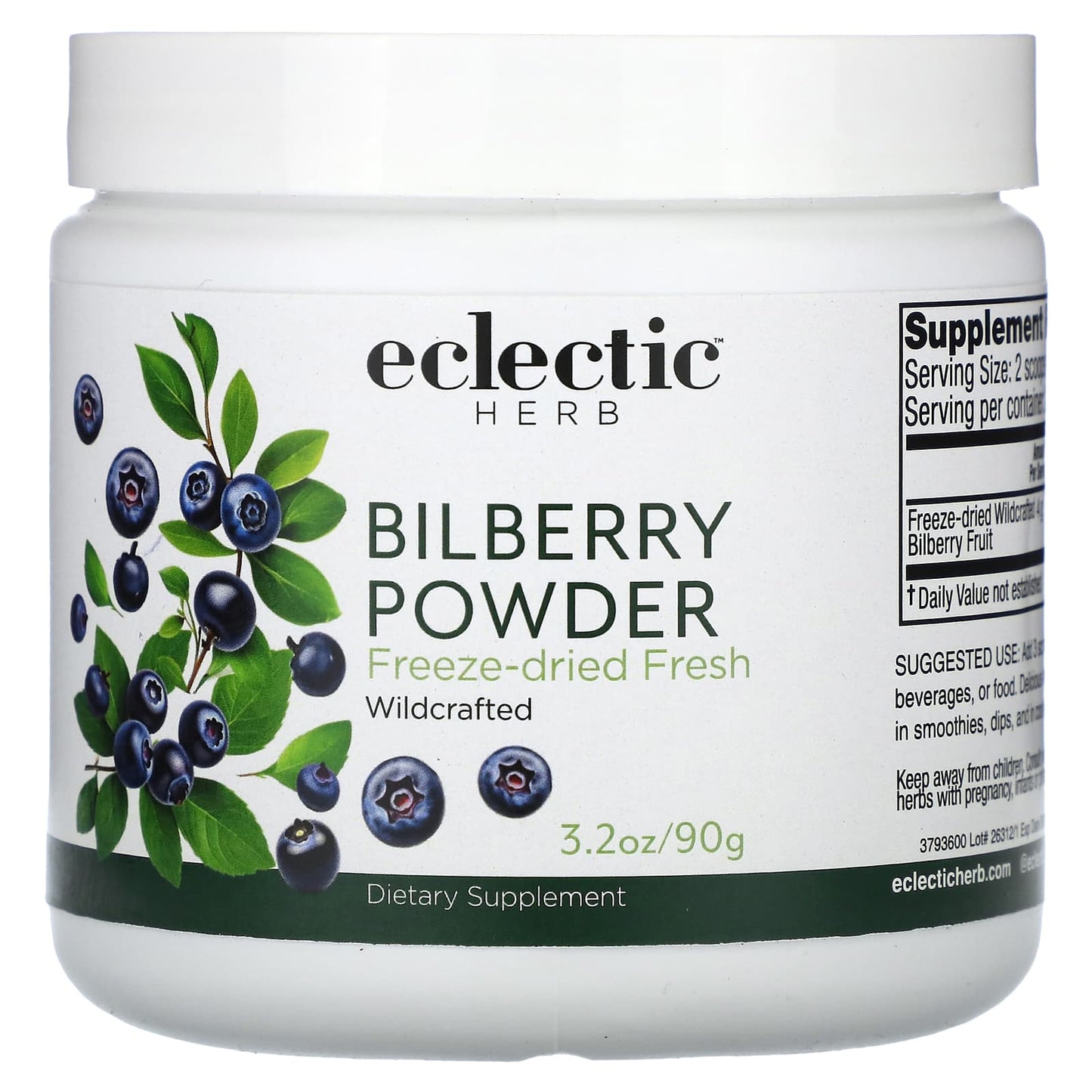 Eclectic Herb, Bilberry FDP 90gram, 90 GRAM UPC 023363379361 | HiLife Vitamins