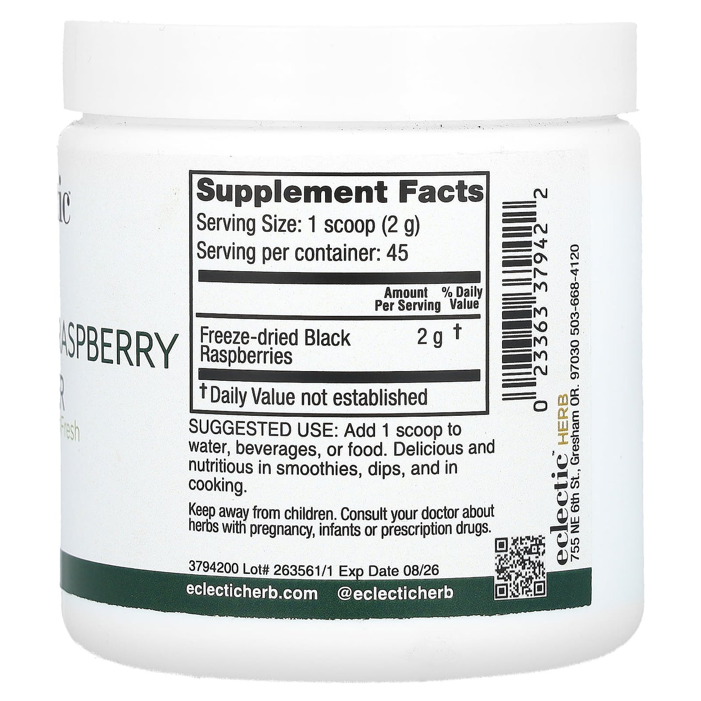Eclectic Herb, Black Raspberry FDP 90gram, 90 GRAM UPC 023363379422 | HiLife Vitamins