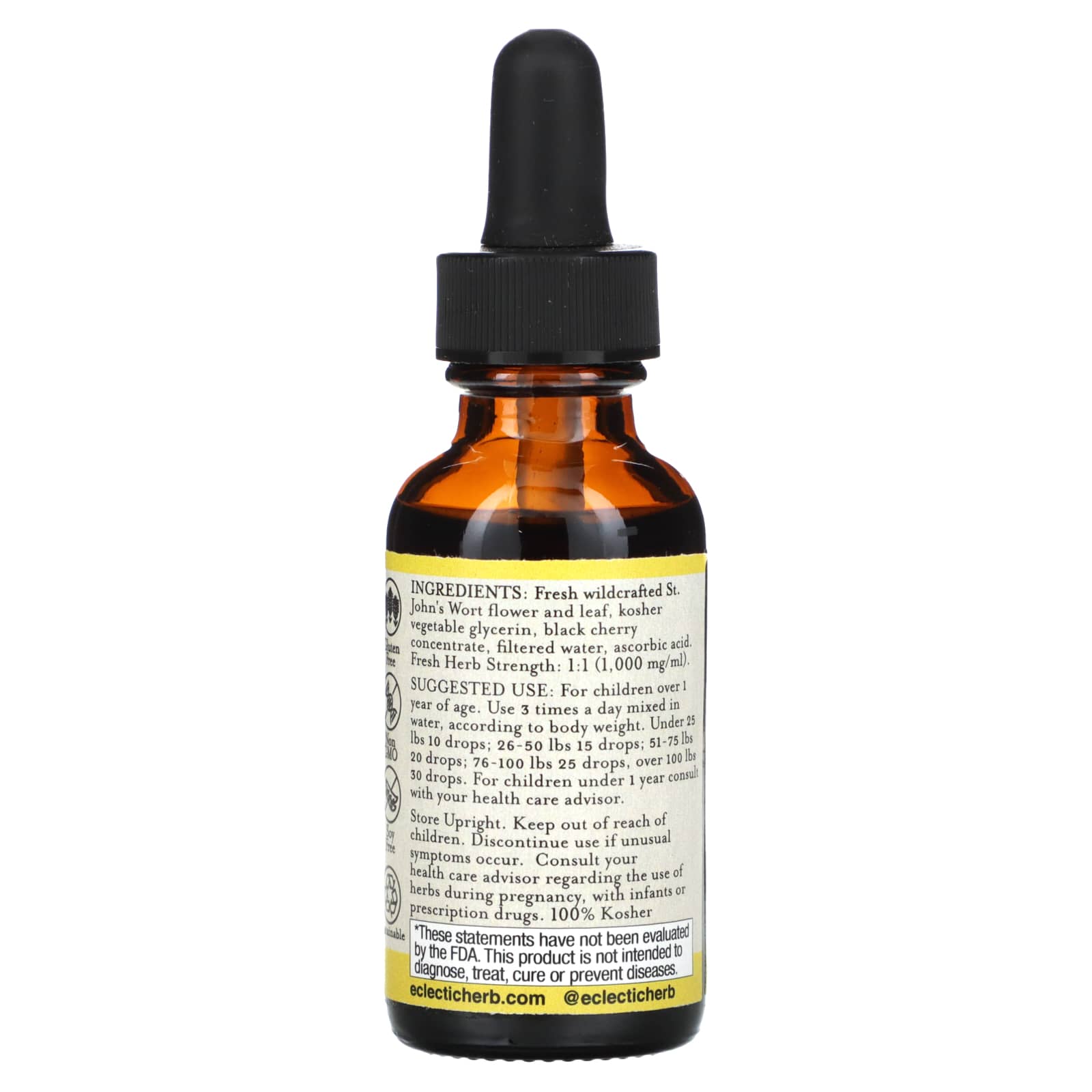 Eclectic Herb, St. John's Wort BLKCH kid 1oz, 1 OZ UPC 023363611065 | HiLife Vitamins
