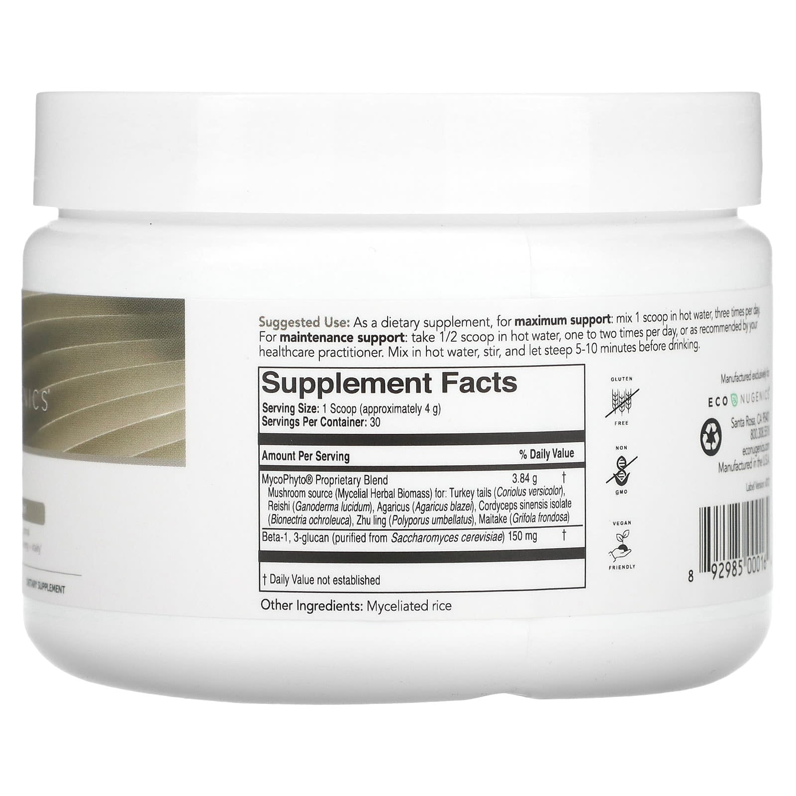 Econugenics, MycoPhyto, Powder, 4.23 oz (120 g) UPC 892985000164 | HiLife Vitamins