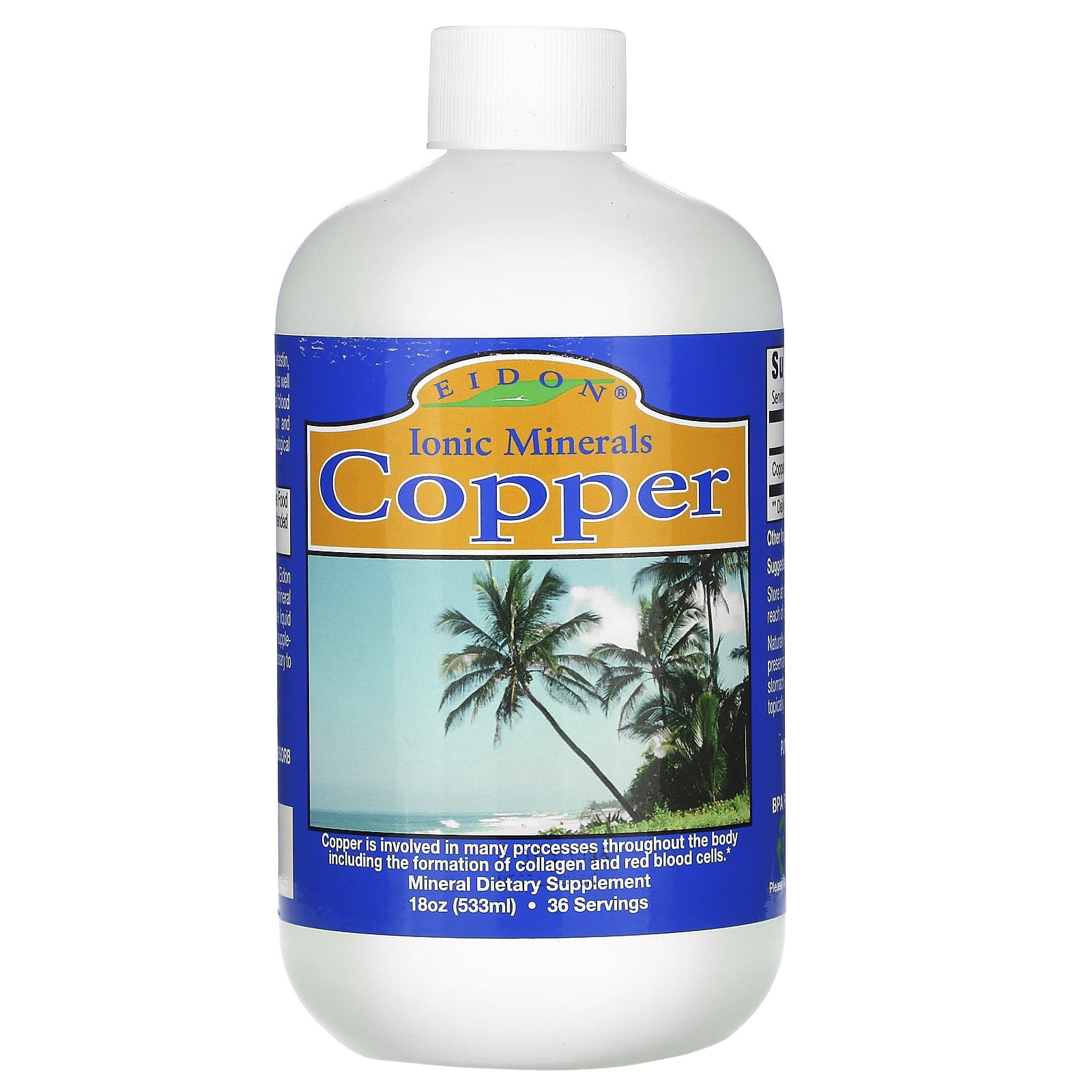 Eidon Ionic Minerals, Copper, 18 oz (533 ml) UPC 640923000055 | Hilife Vitamins