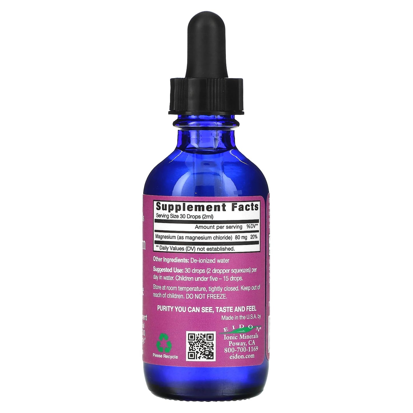 Eidon Ionic Minerals, Ionic Minerals, Magnesium, Liquid Concentrate, 2 oz (60 ml) UPC 640923000246 | Hilife Vitamins