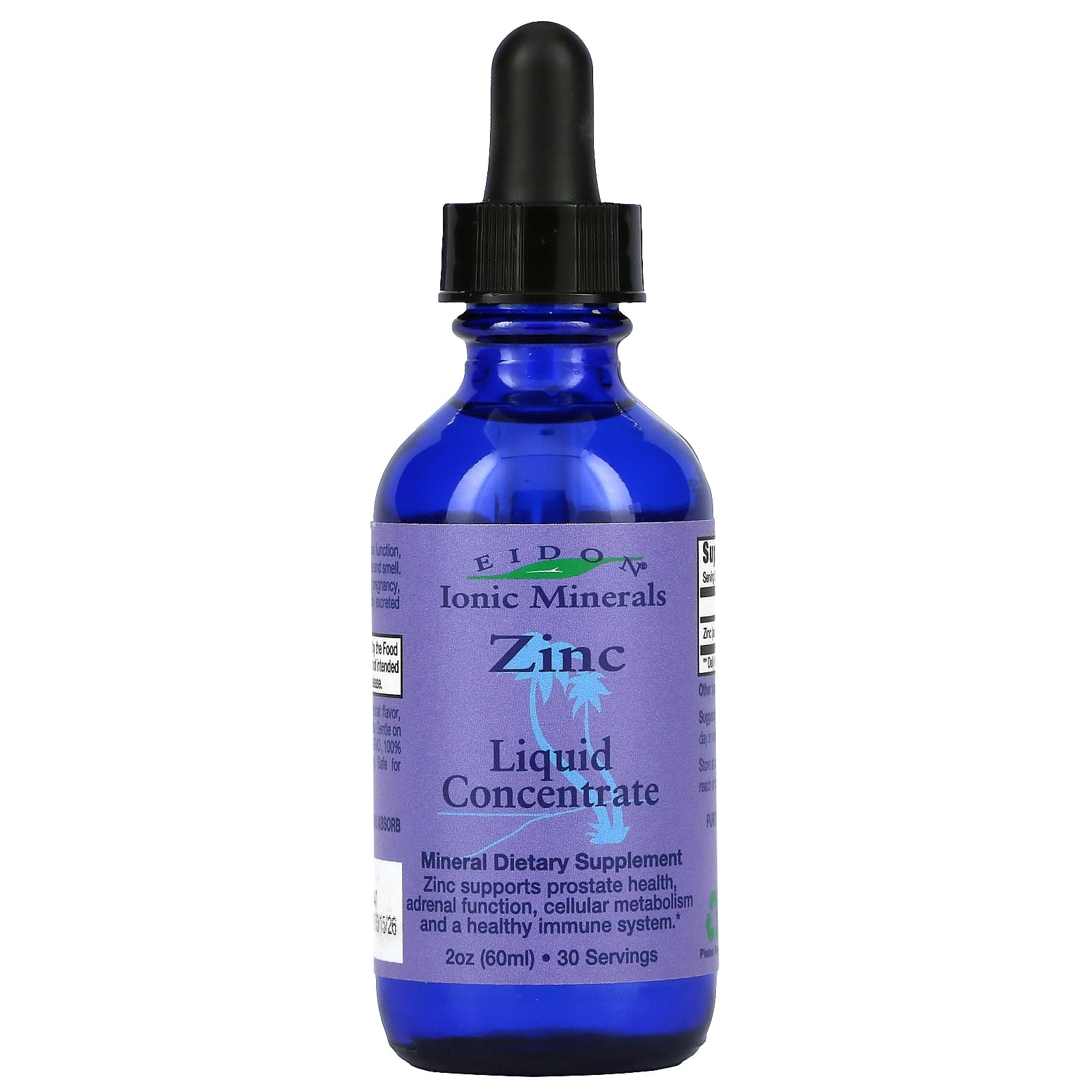 Eidon Ionic Minerals, Ionic Minerals, Zinc, Liquid Concentrate, 2 oz (60 ml) UPC 640923000352 | Hilife Vitamins