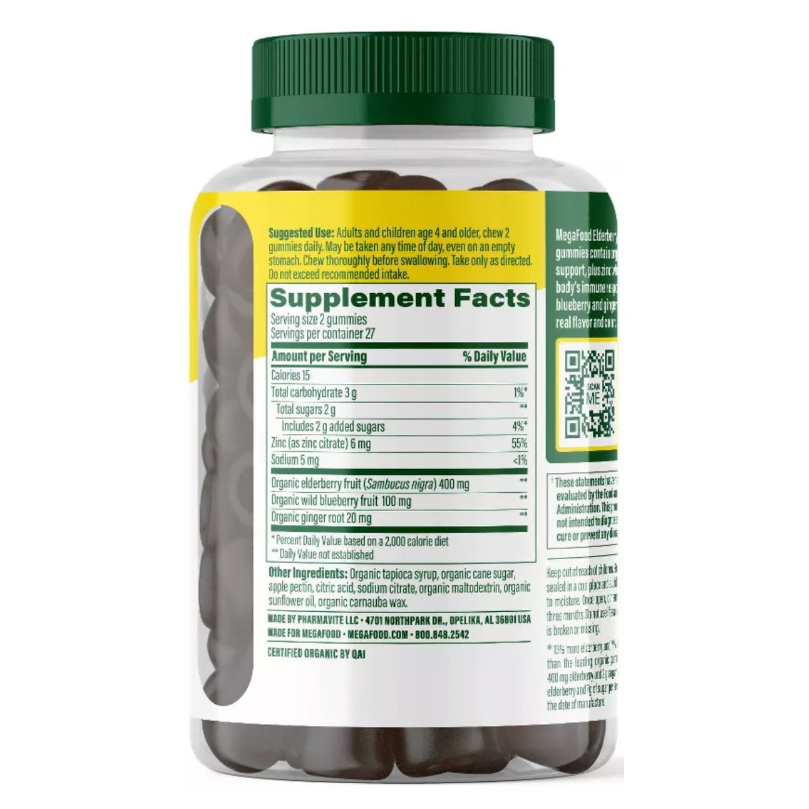 Megafood, Elderberry Immune Support, Berry, 54 Gummies UPC 051494104149 | HiLife Vitamins