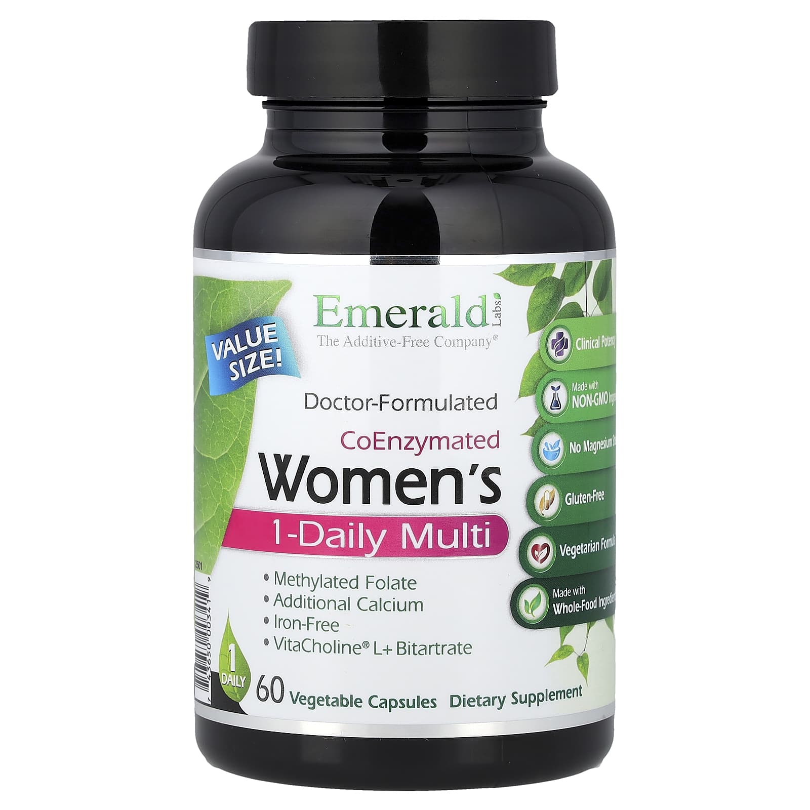 Emerald Laboratories, CoEnzymated Women's 1-Daily Multi, 60 Vegetable Caps UPC 743650003419 | HiLife Vitamins