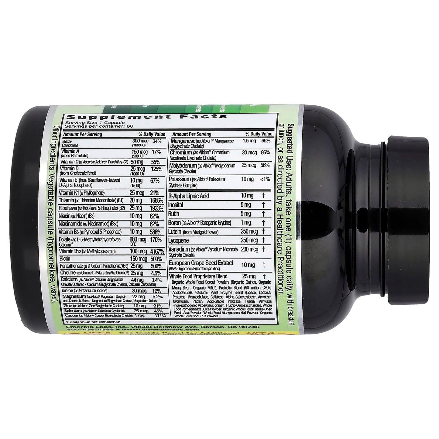 Emerald Laboratories, CoEnzymated Women's 1-Daily Multi, 60 Vegetable Caps UPC 743650003419 | HiLife Vitamins