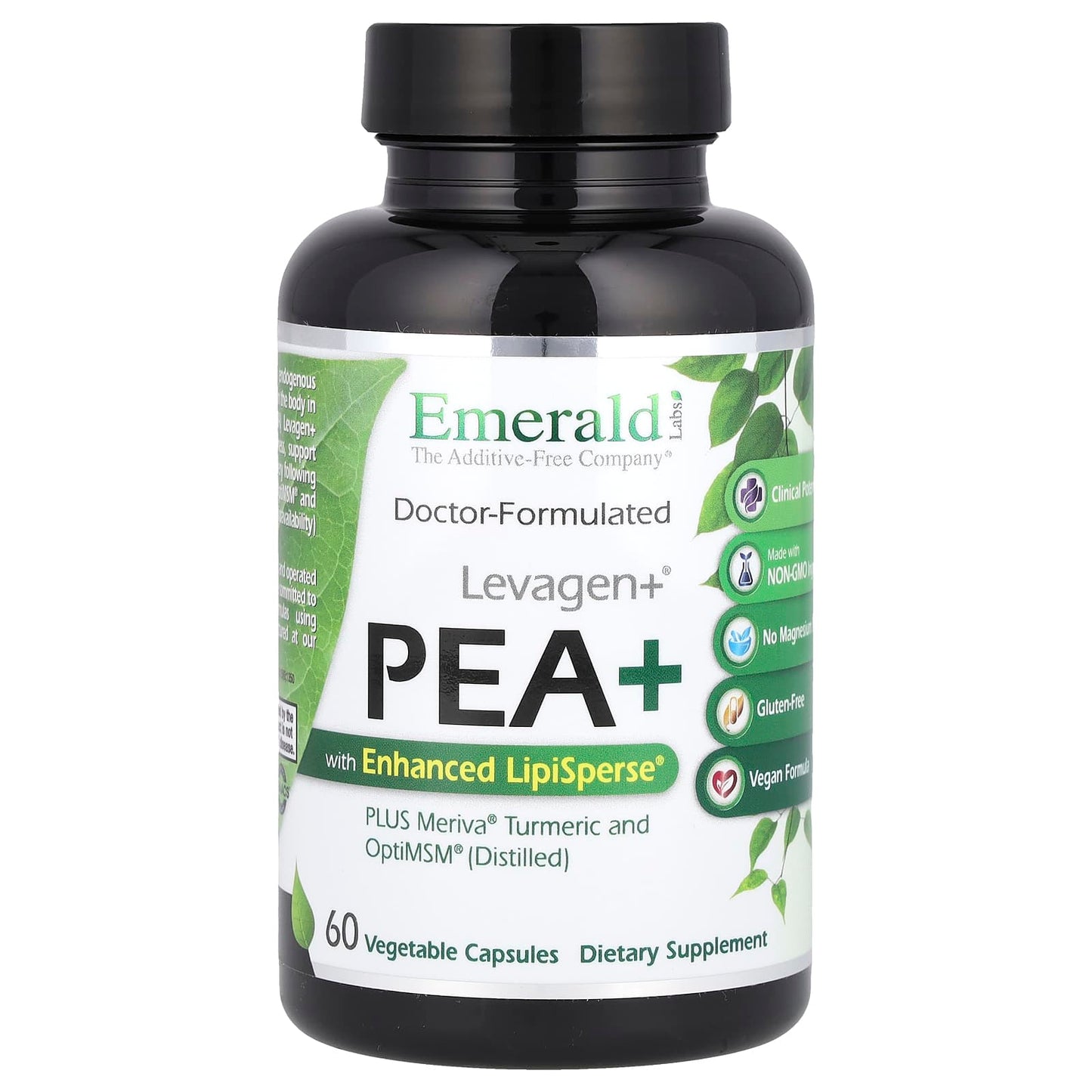 Emerald Laboratories, Levagen+® Pea+ with Enhanced LipiSperse®, 60 Vegetable Capsules UPC 743650003747 | HiLife Vitamins