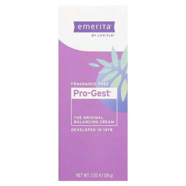 Emerita, Pro-Gest, Balancing Cream, Fragrance Free, 2 Oz UPC 356163300953 | HiLife Vitamins