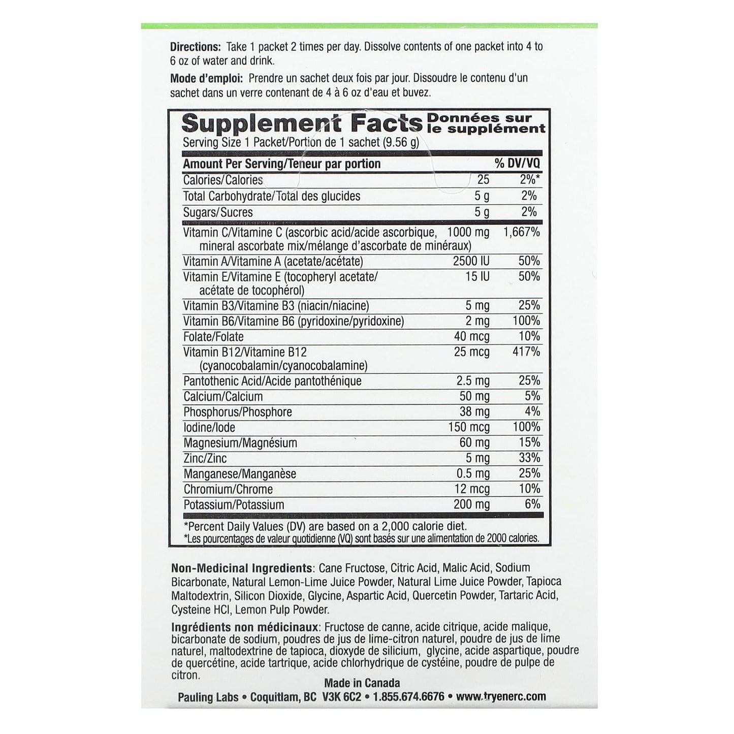 ENER-C, Ener-C Lemon Lime, 30 CT UPC 873024001014 | Hilife Vitamins