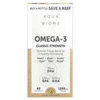Enzymedica, Aqua Biome, Omega-3, Classic Strength, Lemon, 600 mg, 60 Softgels UPC 670480100103 | HiLife Vitamins