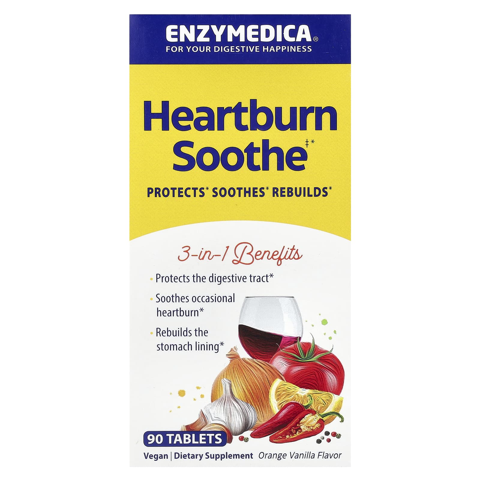 Enzymedica, Heartburn Relief, 90 Chewables UPC 670480100318 | HiLife Vitamins