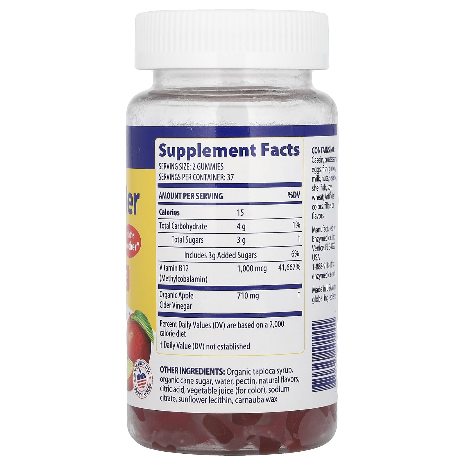 Enzymedica, Apple Cider Vinegar Gummies, 74 Vegan Gummies - [product_sku] | HiLife Vitamins