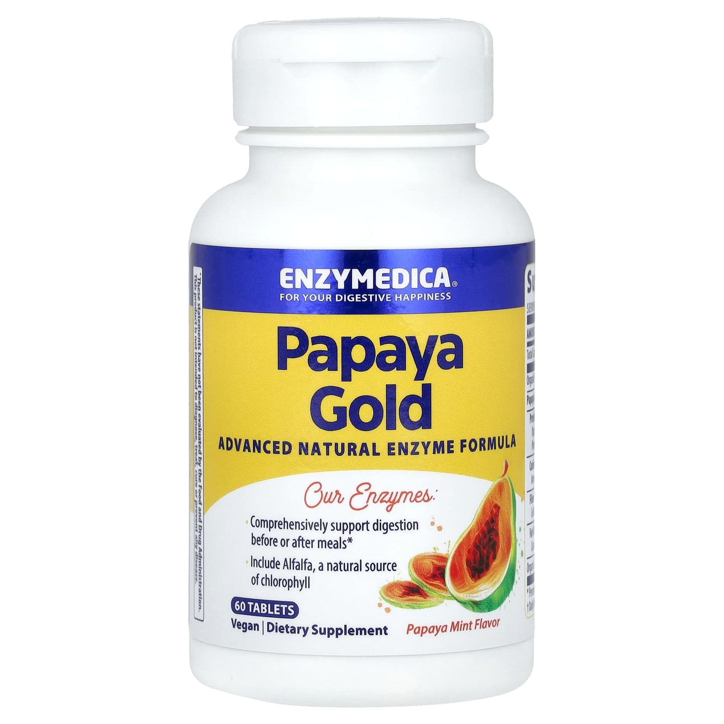 Enzymedica, Papaya Gold, Papaya Mint, 60 Tablets UPC 670480101216 | HiLife Vitamins