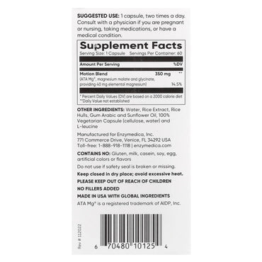 Enzymedica, Magnesium Motion, 60 Capsules UPC 670480101254 | HiLife Vitamins