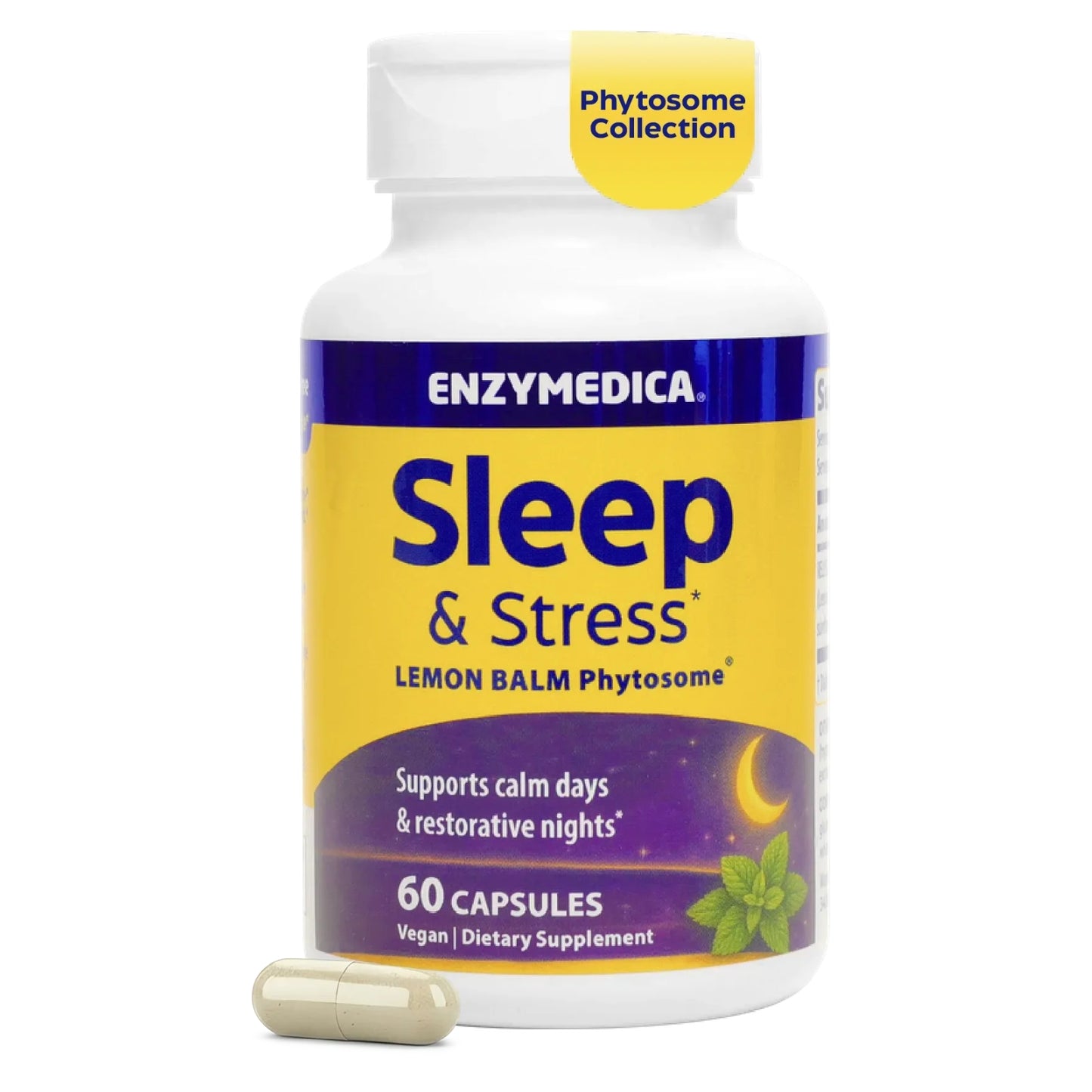 Enzymedica, Sleep & Stress Lemon Balm Phytosome®, 60 Capsules UPC 670480101889 | Hilife Vitamins