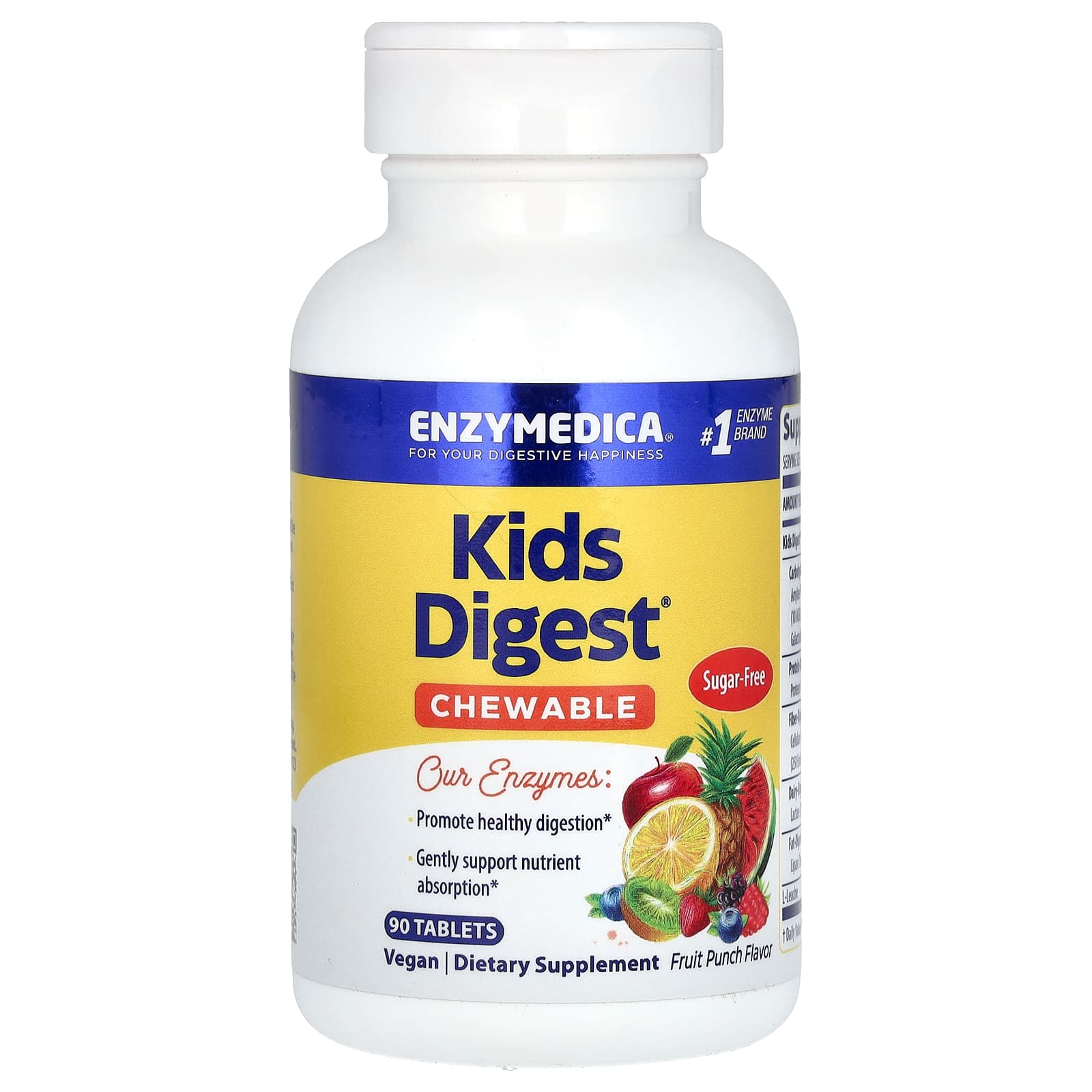Enzymedica, Kids Digest Fruit Punch, 90 Chewables UPC 670480110119 | HiLife Vitamins