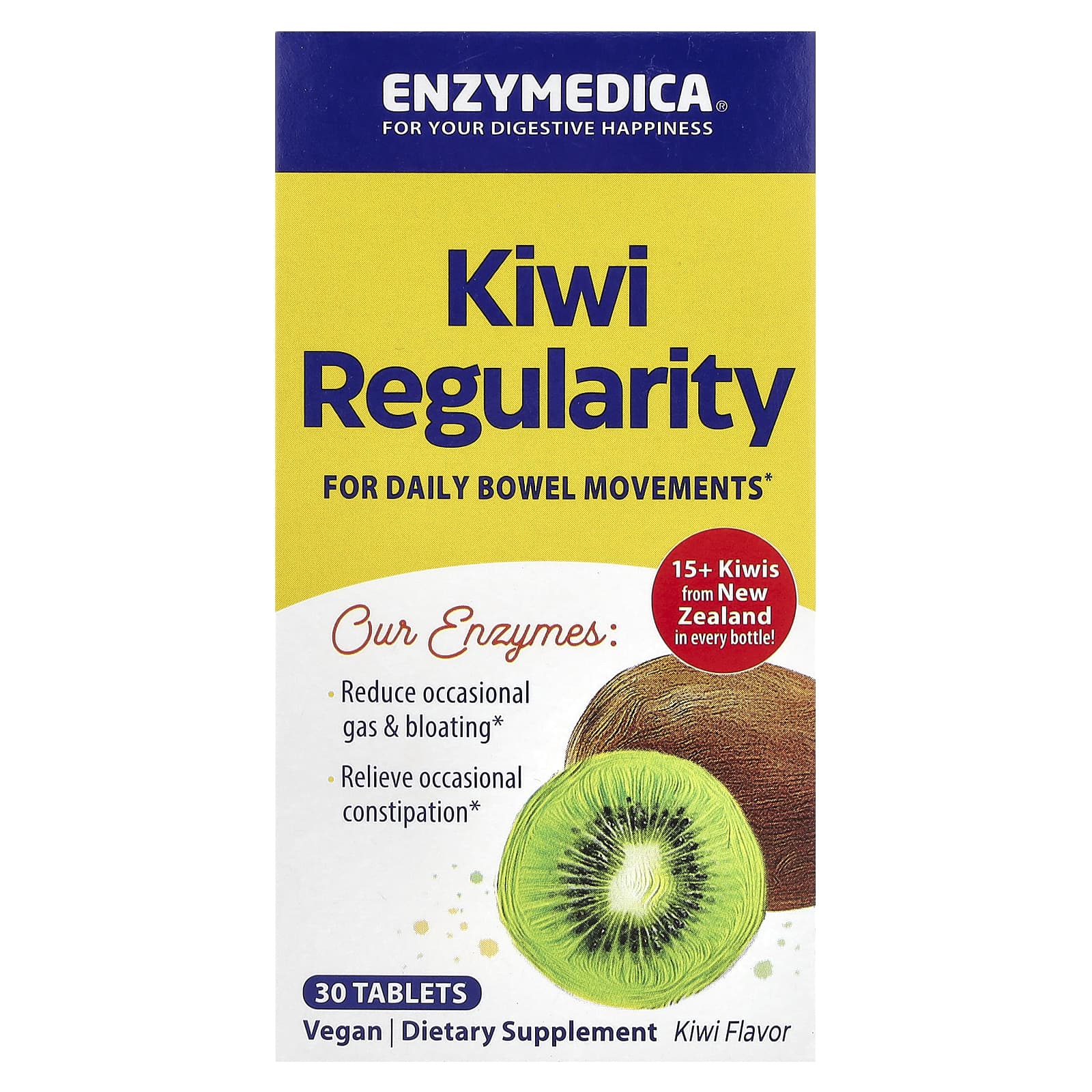Enzymedica, Kiwi Regularity, 30 Relief Chews UPC 670480110157 | HiLife Vitamins