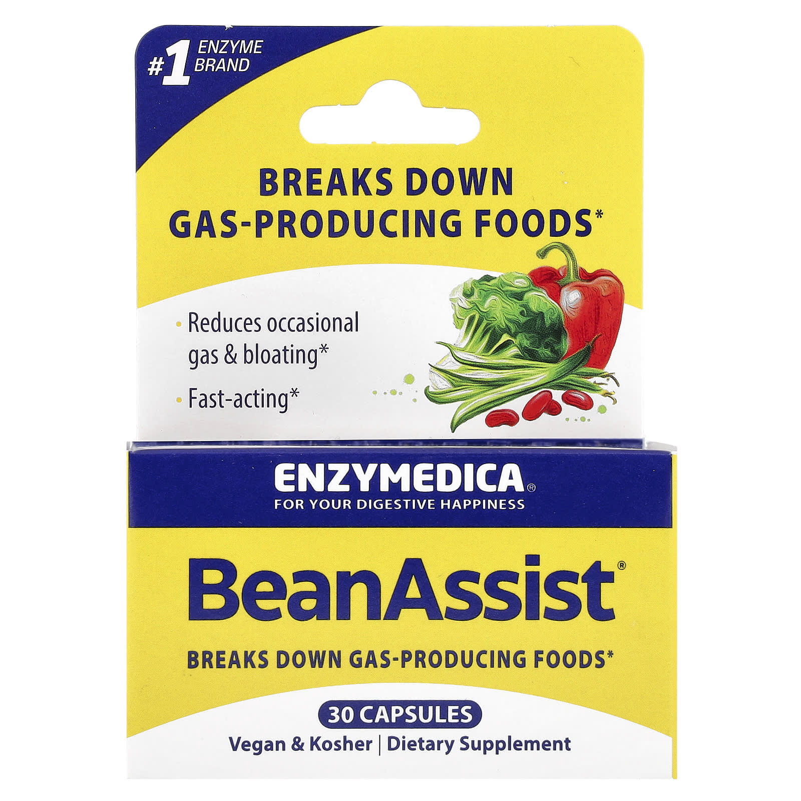 Enzymedica, BeanAssist, 30 Capsules UPC 670480130308 | HiLife Vitamins