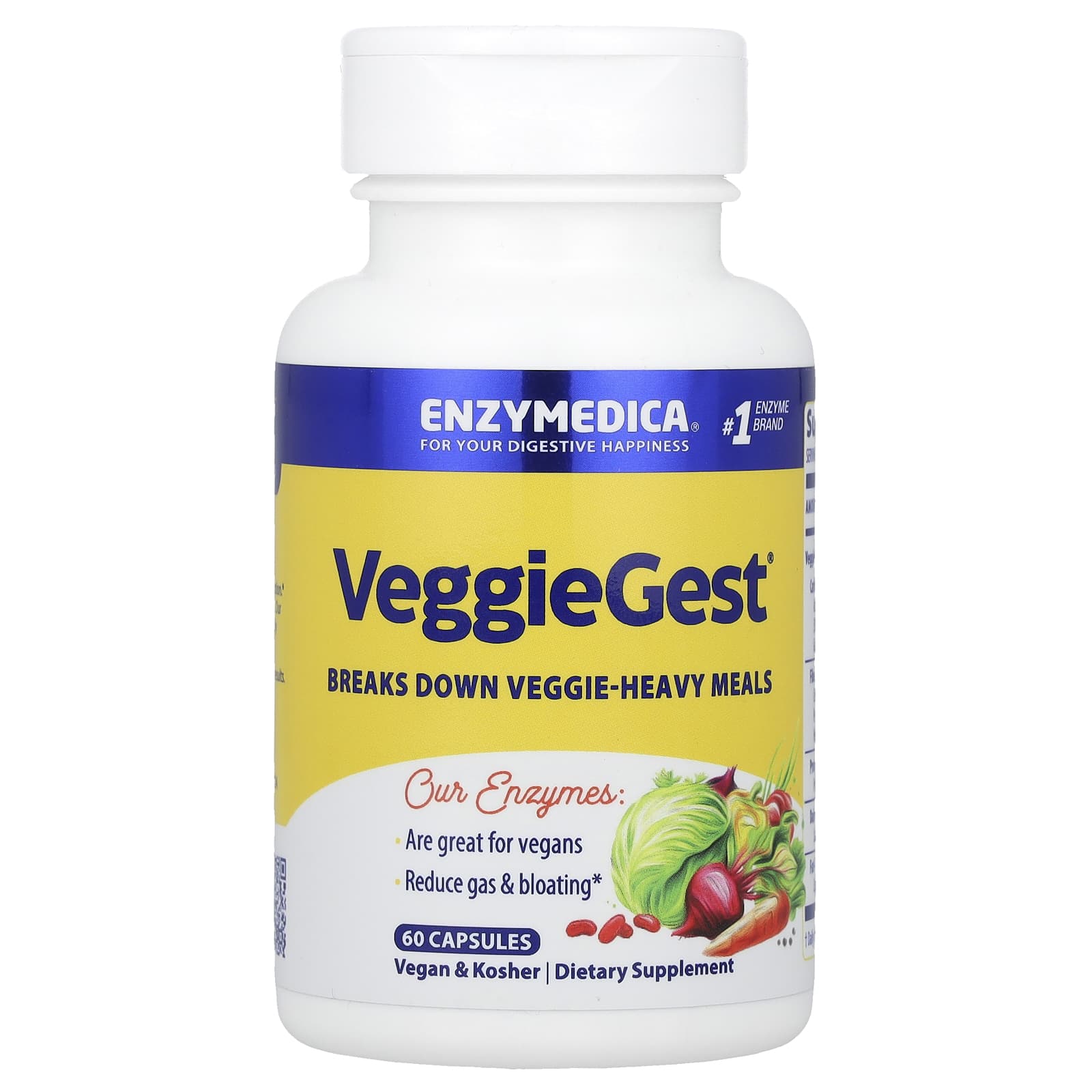 Enzymedica, VeggieGest, 60 Capsules UPC 670480201107 | HiLife Vitamins
