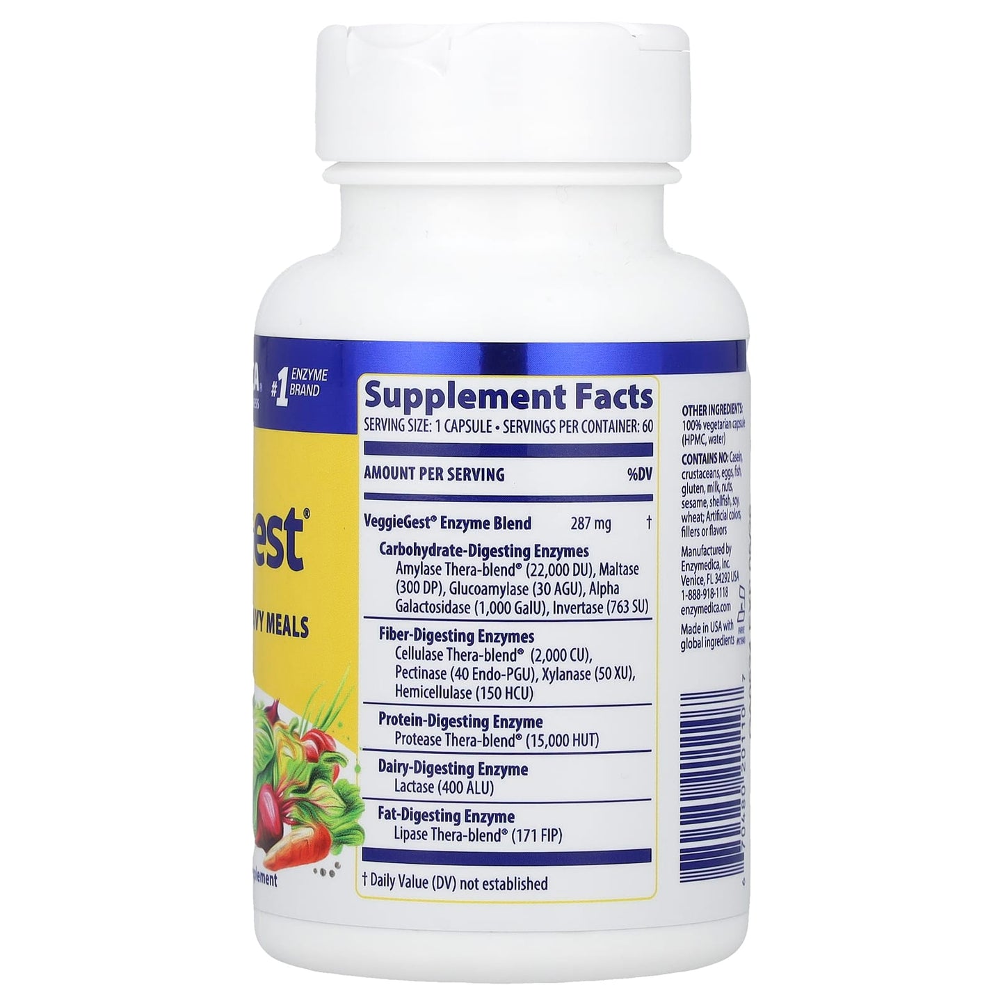 Enzymedica, VeggieGest, 60 Capsules UPC 670480201107 | HiLife Vitamins