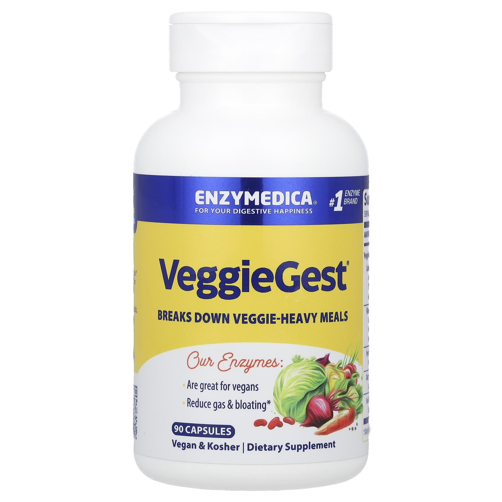 Enzymedica, Veggiegest, 90 Vegetarian Capsules UPC 670480201114 | HiLife Vitamins
